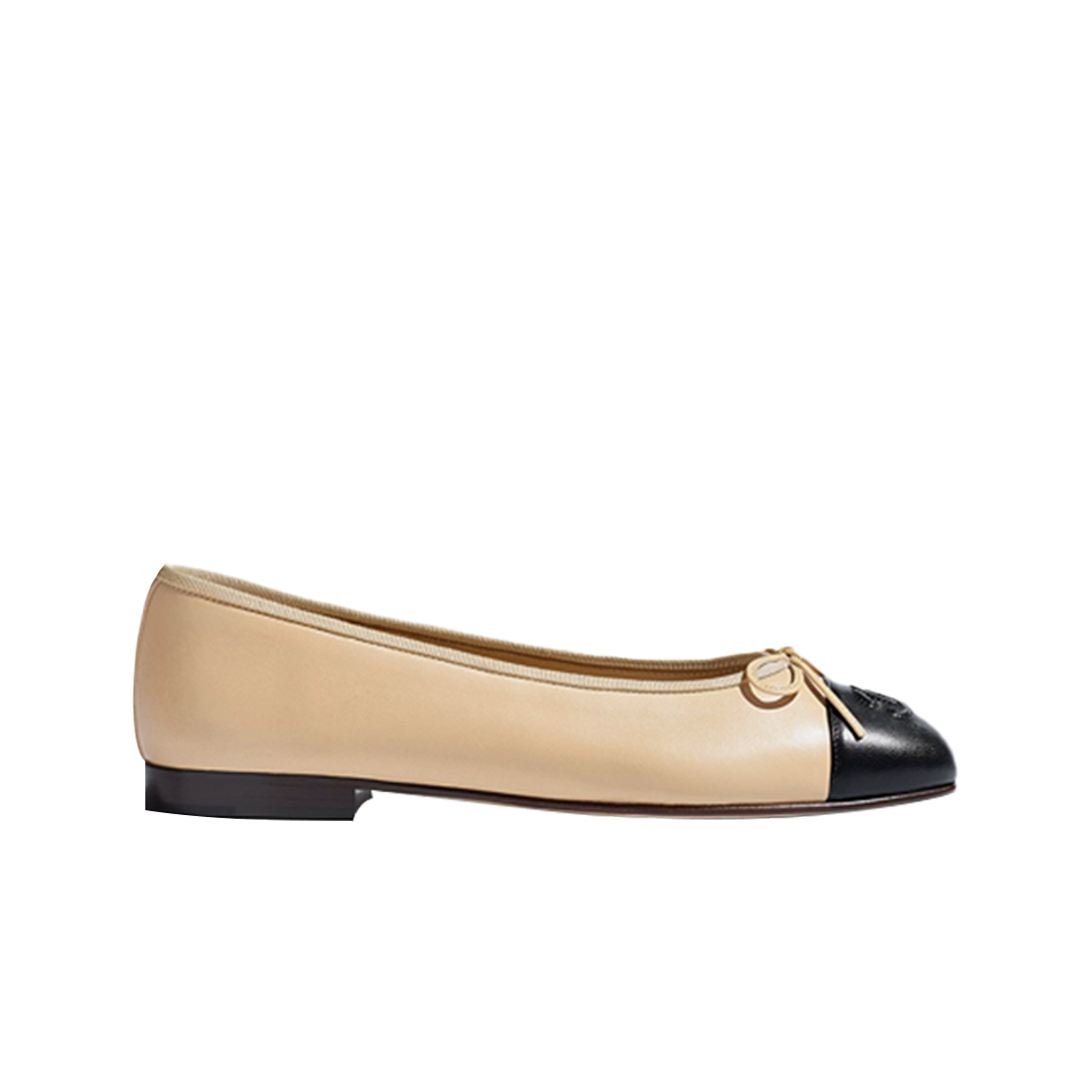 (W) 샤넬 발레리나 플랫 램스킨 & 베이지 블랙((W) Chanel Ballerina Flat Lambskin & Beige Black)