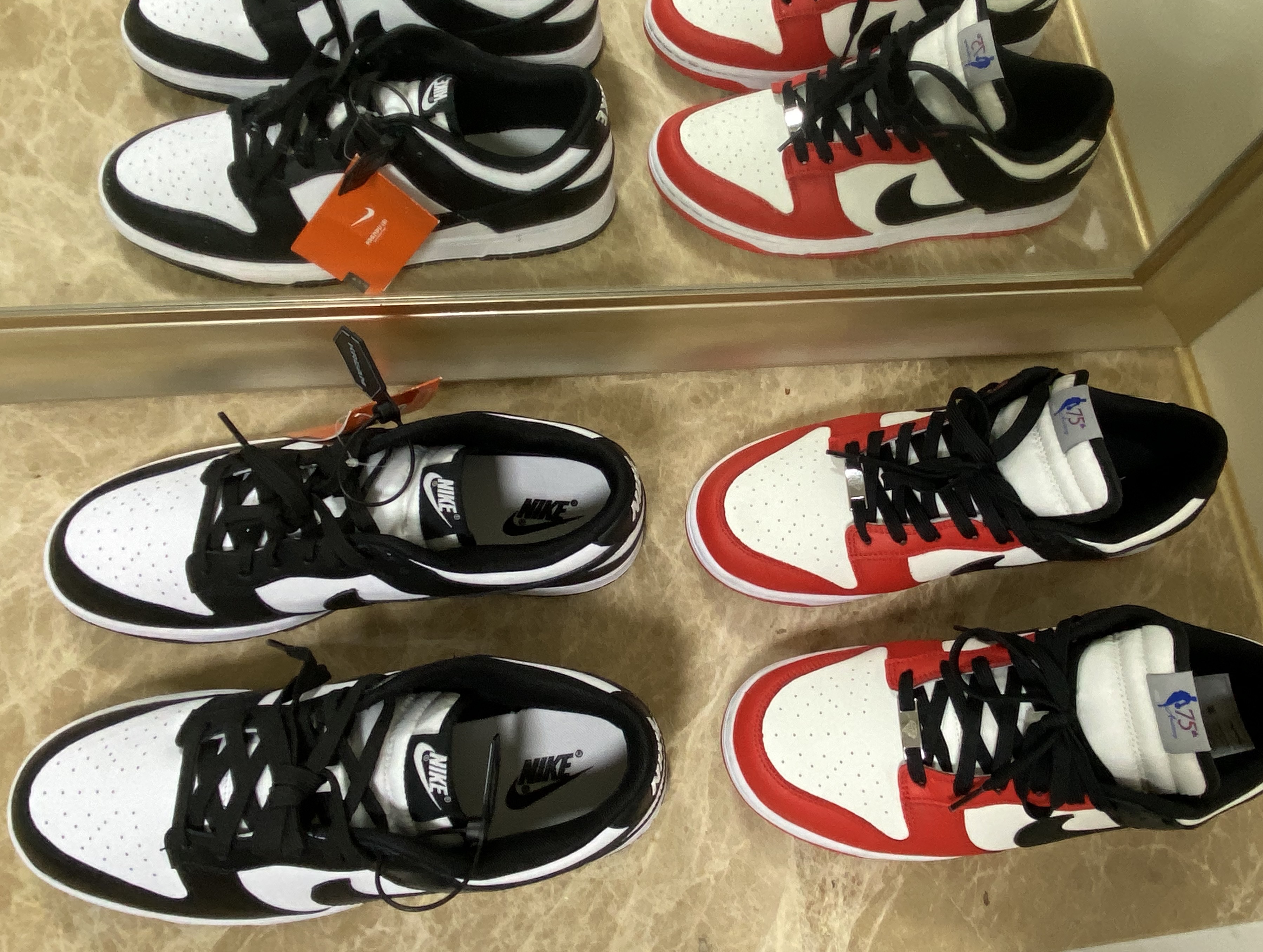 Nike Dunk Low Retro Black, Nike x NBA Dunk Low Retro EMB Black and Chile Red 착용 스타일 - 3