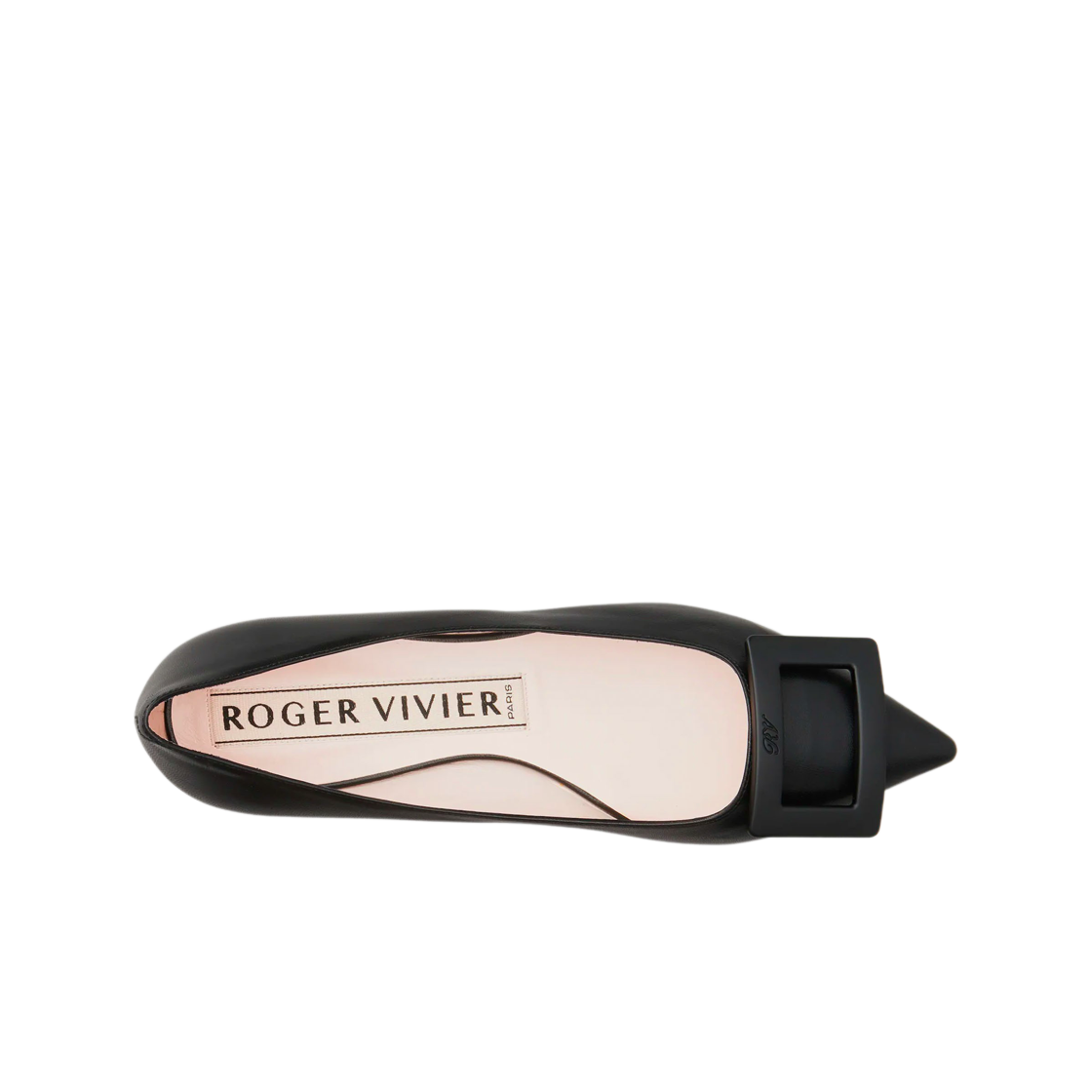 (W) 로저 비비에 고메틴 래커드 버클 발레리나 플랫 소프트 레더 블랙((W) Roger Vivier Gommettine Lacquered Buckle Ballerinas Soft Leather Black) - 2