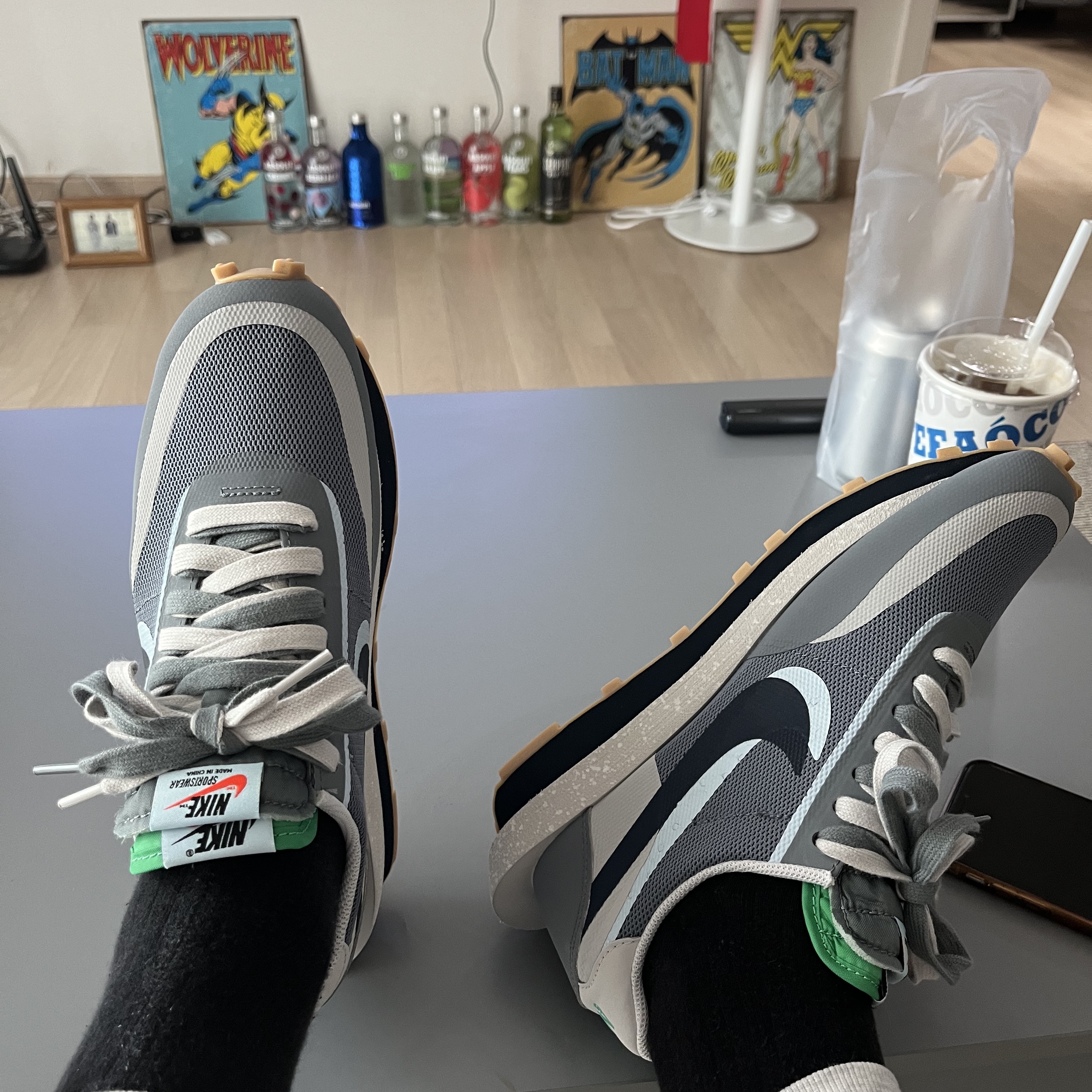 Nike x Sacai x Clot LDWaffle Cool Grey 착용 스타일 - 1