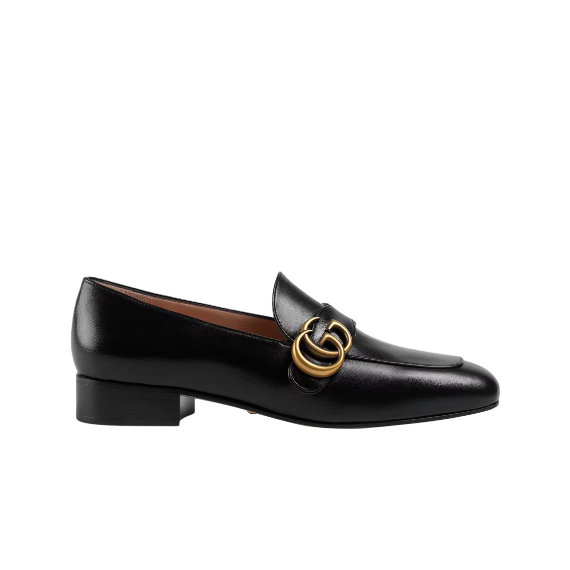 (W) 구찌 GG 마몽 레더 로퍼 블랙((W) Gucci GG Marmont Leather Loafers Black) - 1