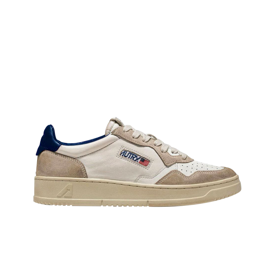 Autry Medalist Low Leather Sneakers Crack White Blue 상세 이미지 1