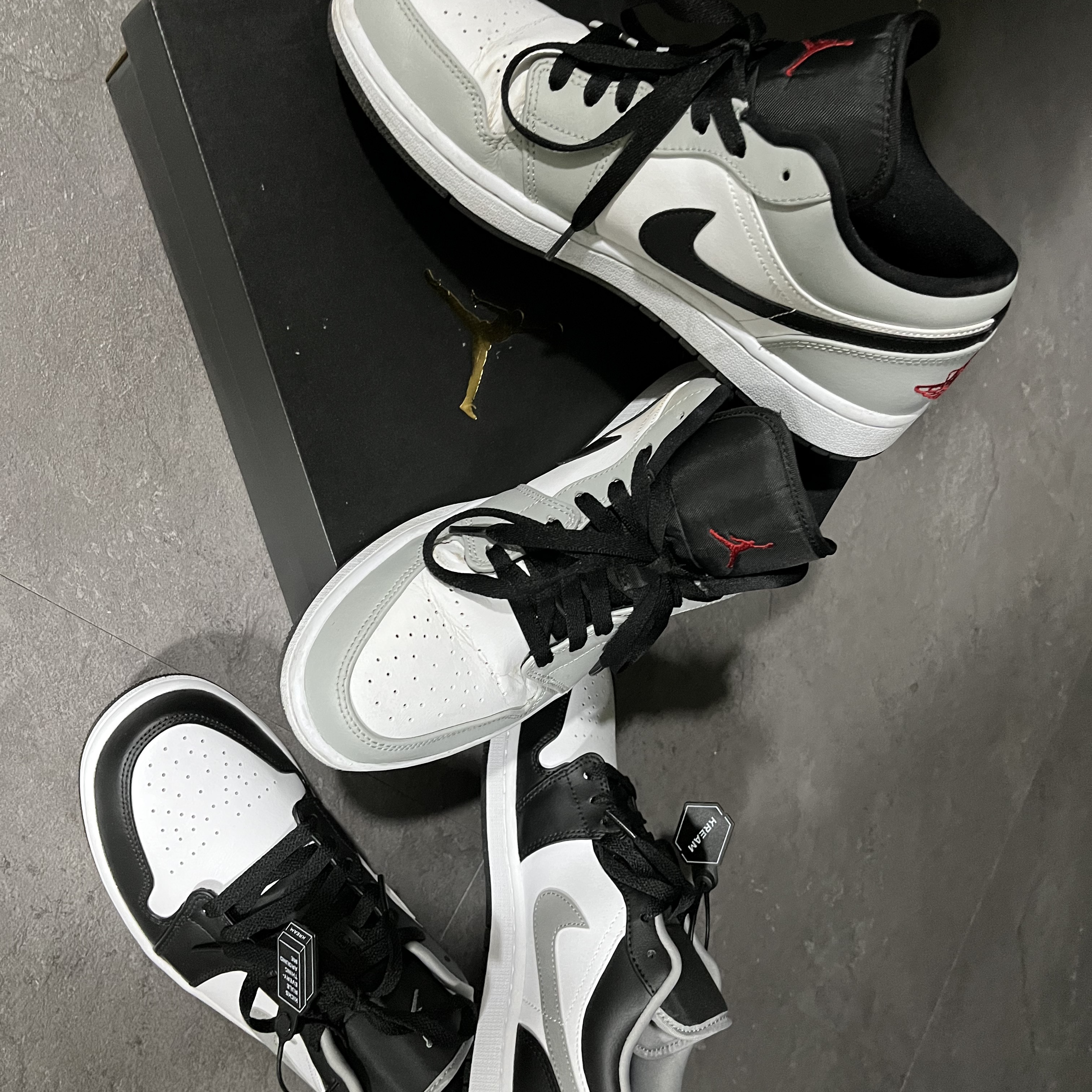 Jordan 1 Low Light Smoke Grey, Jordan 1 Low Black Particle Grey 착용 스타일
