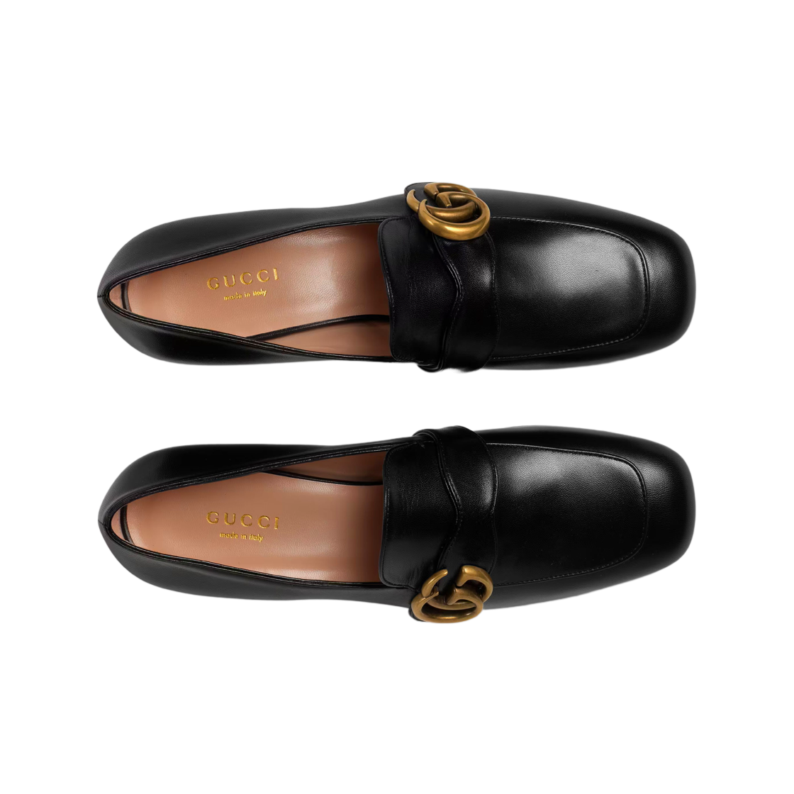 (W) 구찌 GG 마몽 레더 로퍼 블랙((W) Gucci GG Marmont Leather Loafers Black) - 2
