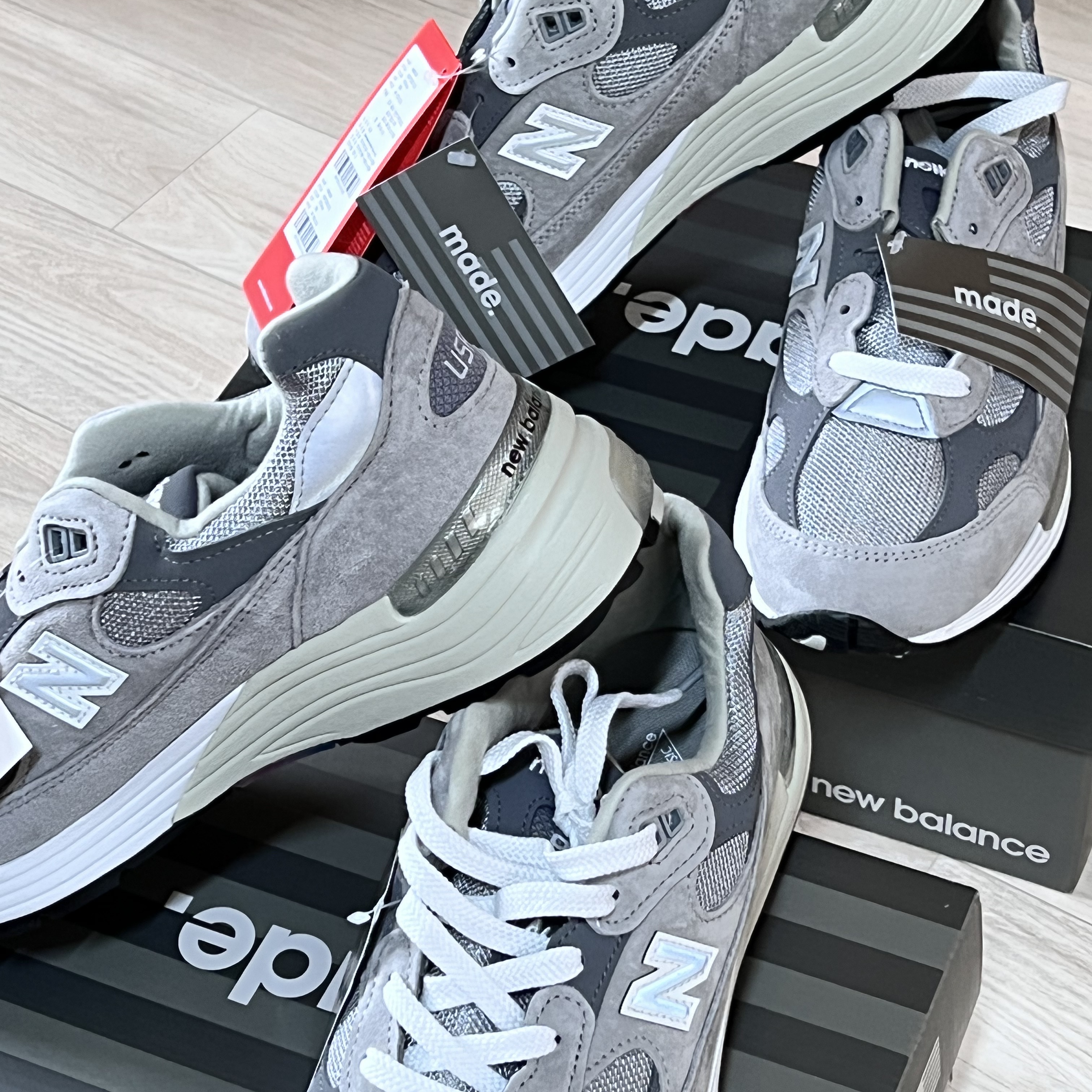 New Balance 992 Made in USA Grey - D Standard 착용 스타일 - 1