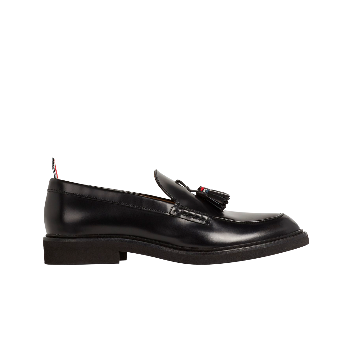 FFD104B-07524-001 (W) Thom Browne Calf Leather Micro Sole Tassel Loafers Black