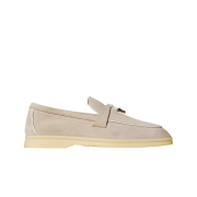 (W) Loro Piana Summer Charms Walk Suede Calfskin Powder Pearl