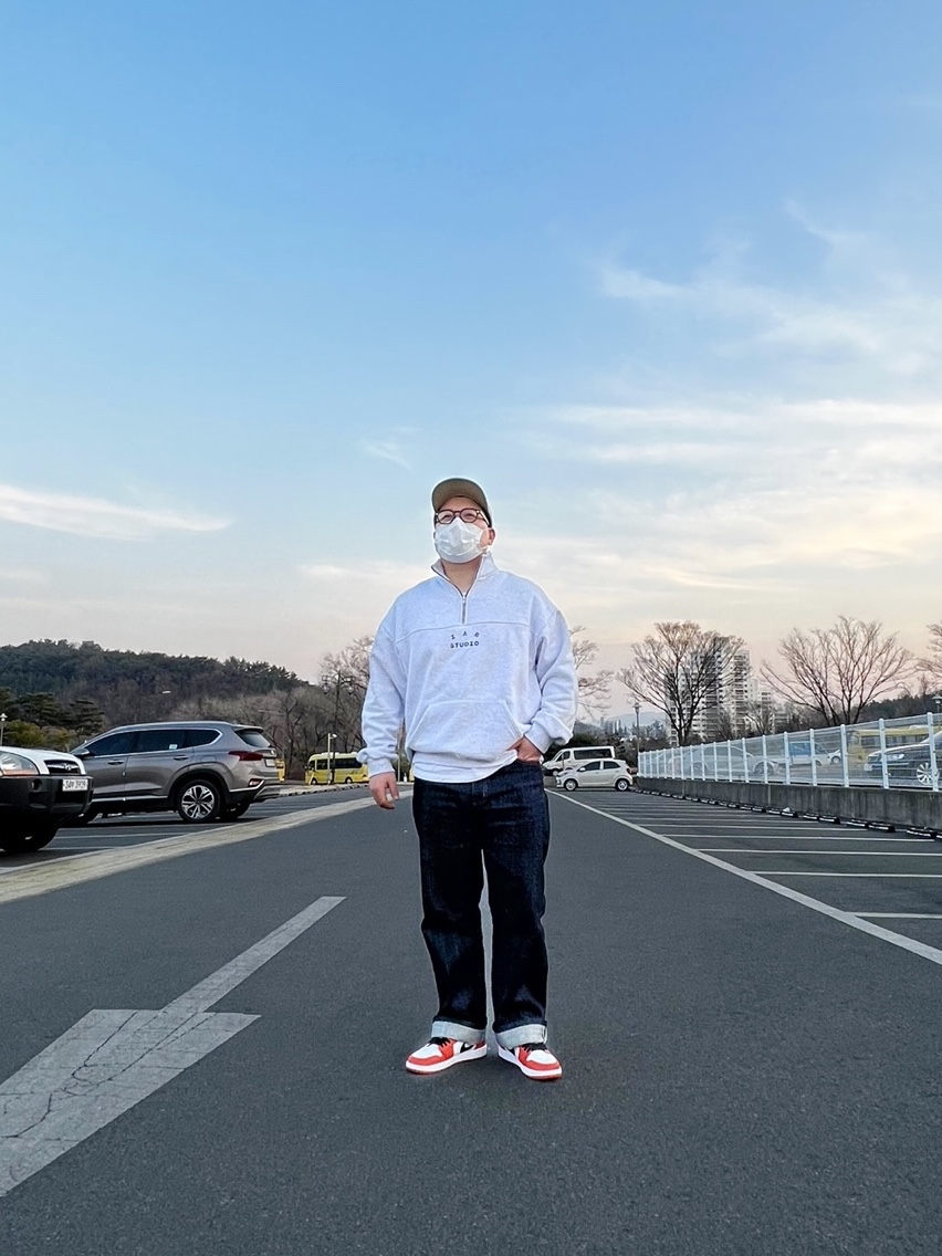 IAB Studio Half Zip Pullover Light Gray, Jordan 1 Low OG Starfish 착용 스타일