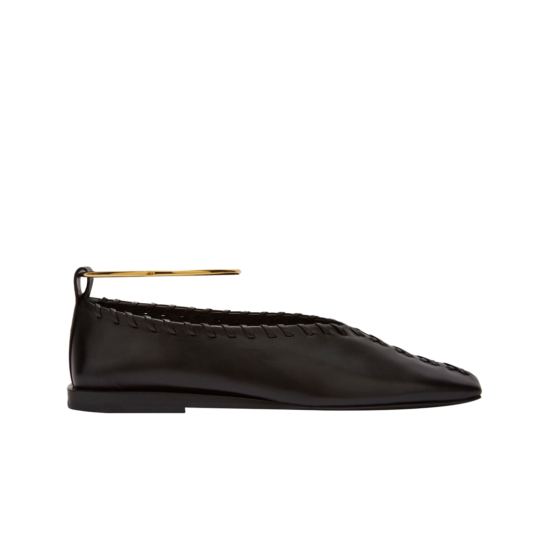 (W) 질 샌더 메탈 앵클 브레이슬릿 발레리나 슈즈 블랙((W) Jil Sander Metal Ankle Bracelet Ballerinas Black)