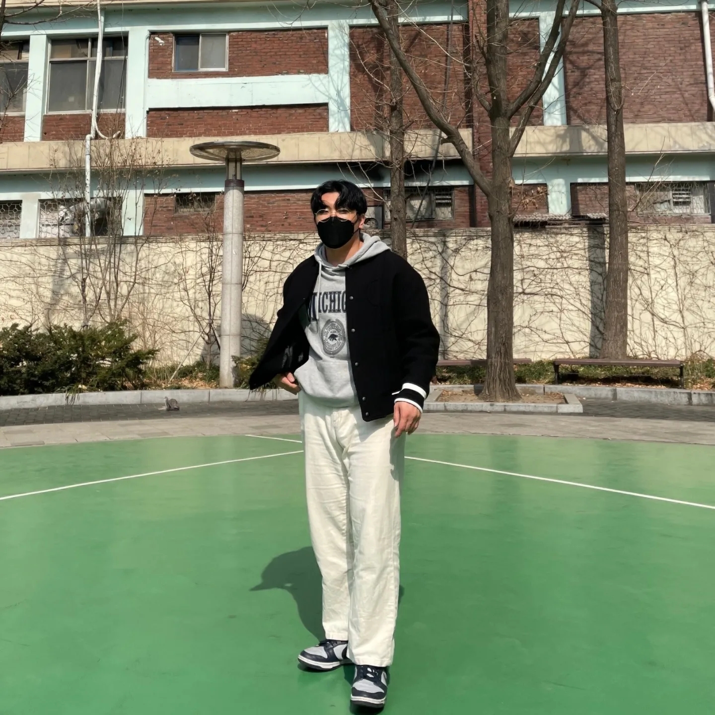 Zara x Ader Error Wool Blend Bomber Black, Nike Dunk Low Retro Championship Grey 착용 스타일 - 2