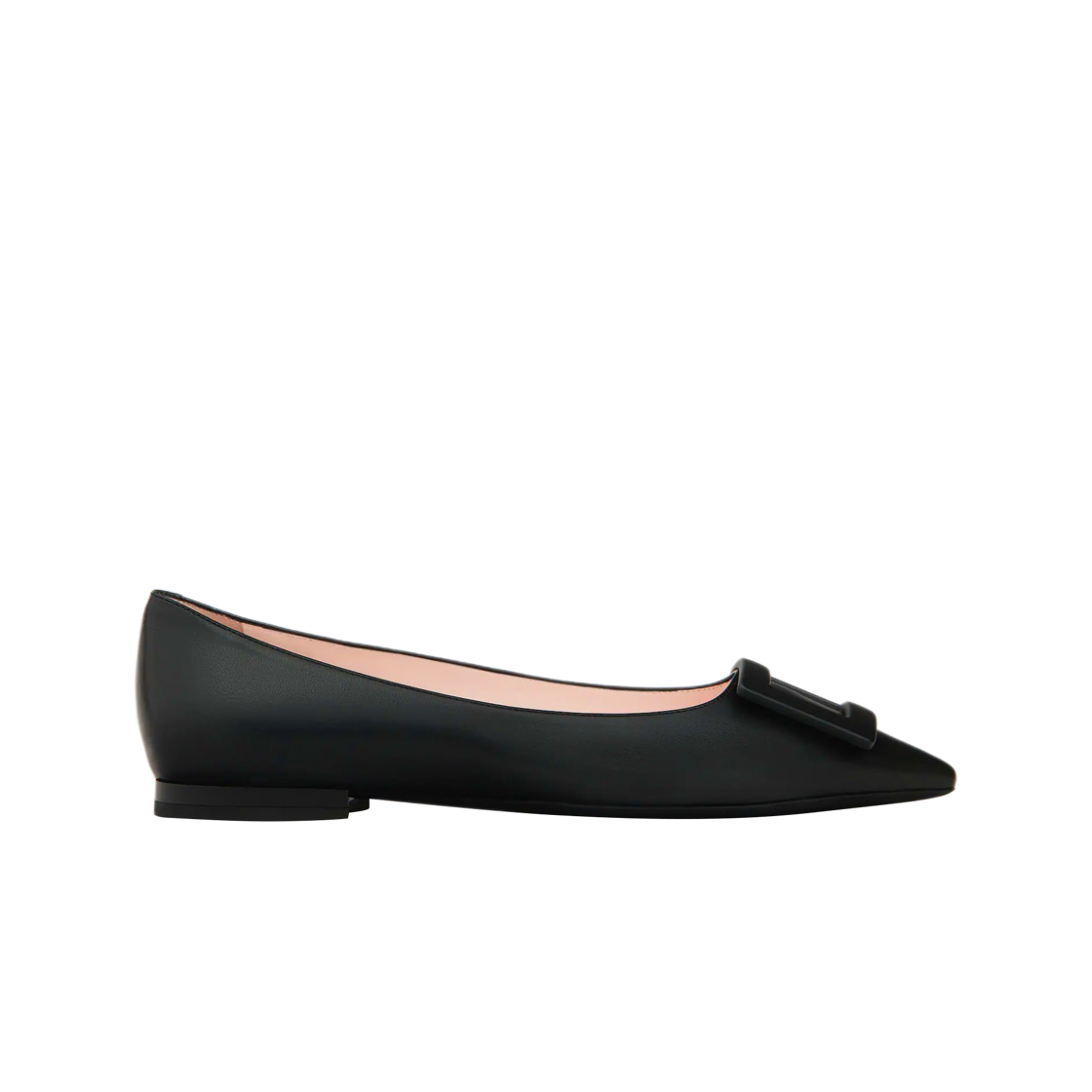 (W) 로저 비비에 고메틴 래커드 버클 발레리나 플랫 소프트 레더 블랙((W) Roger Vivier Gommettine Lacquered Buckle Ballerinas Soft Leather Black)
