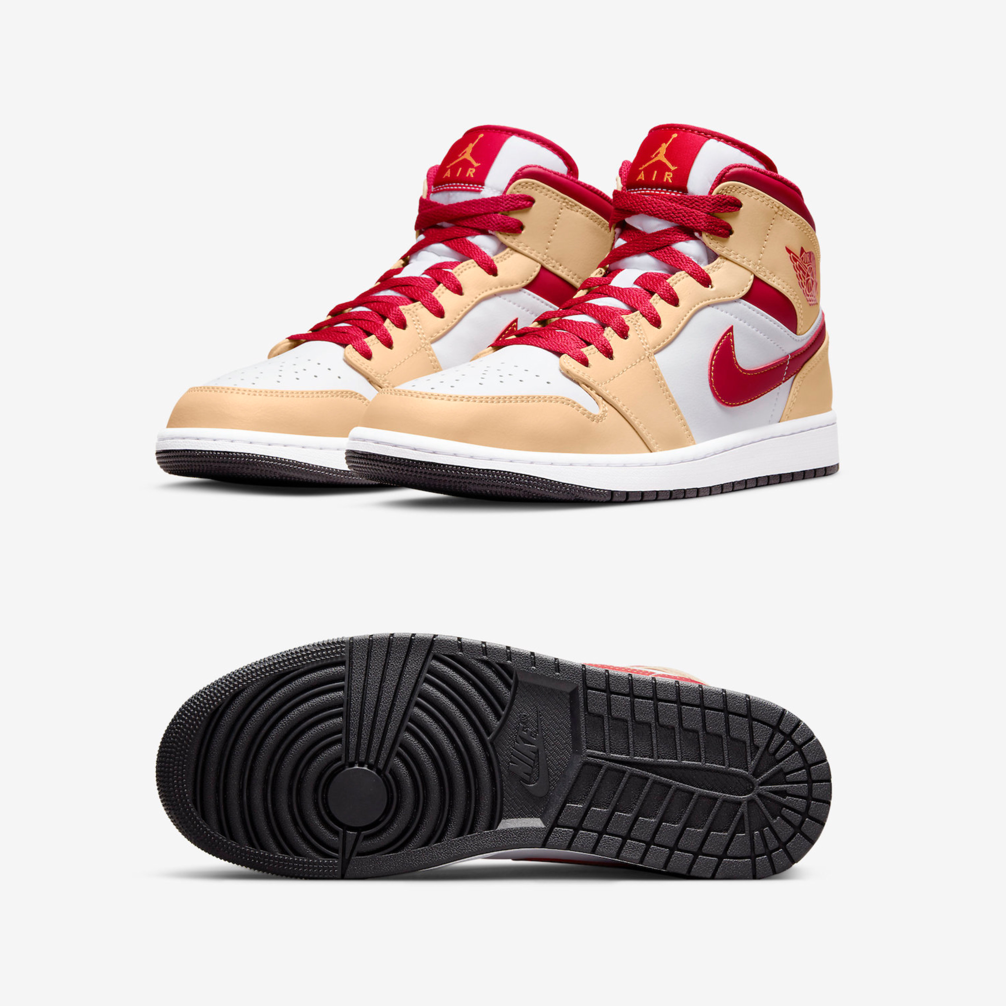 Jordan 1 Mid White Onyx Red 착용 스타일 - 2