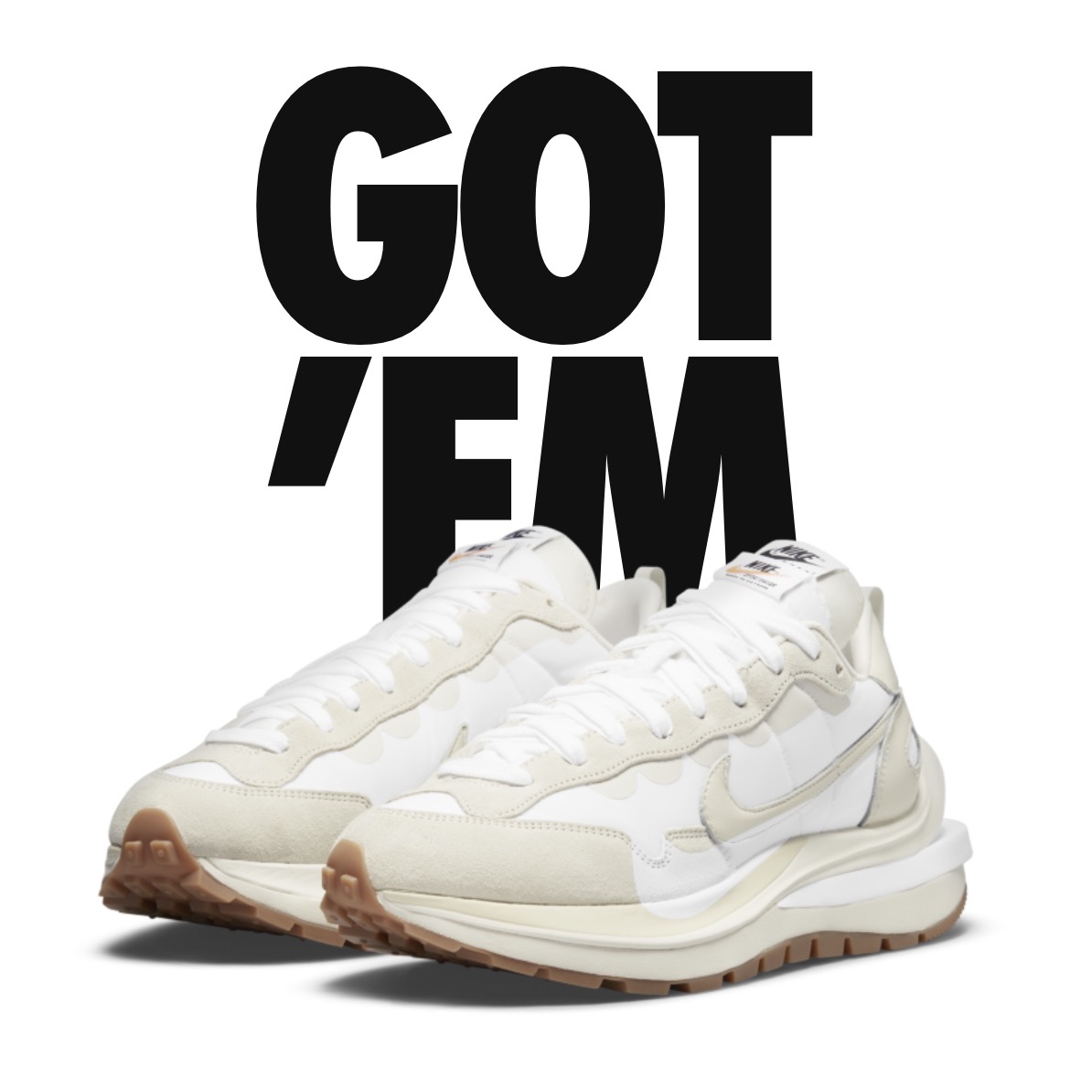 Nike x Sacai VaporWaffle White and Gum 착용 스타일