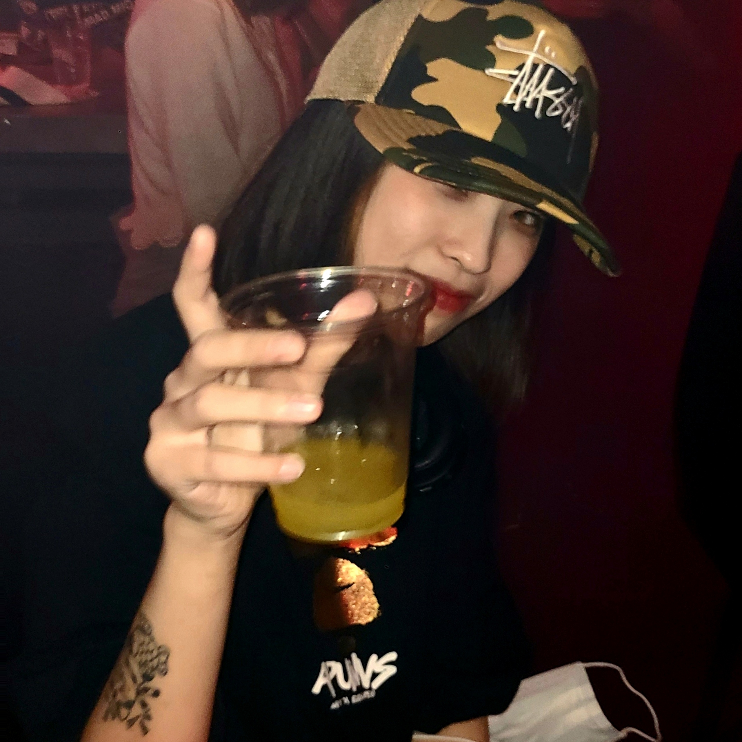 Stussy x BAPE Trucker Cap Yellow 착용 스타일