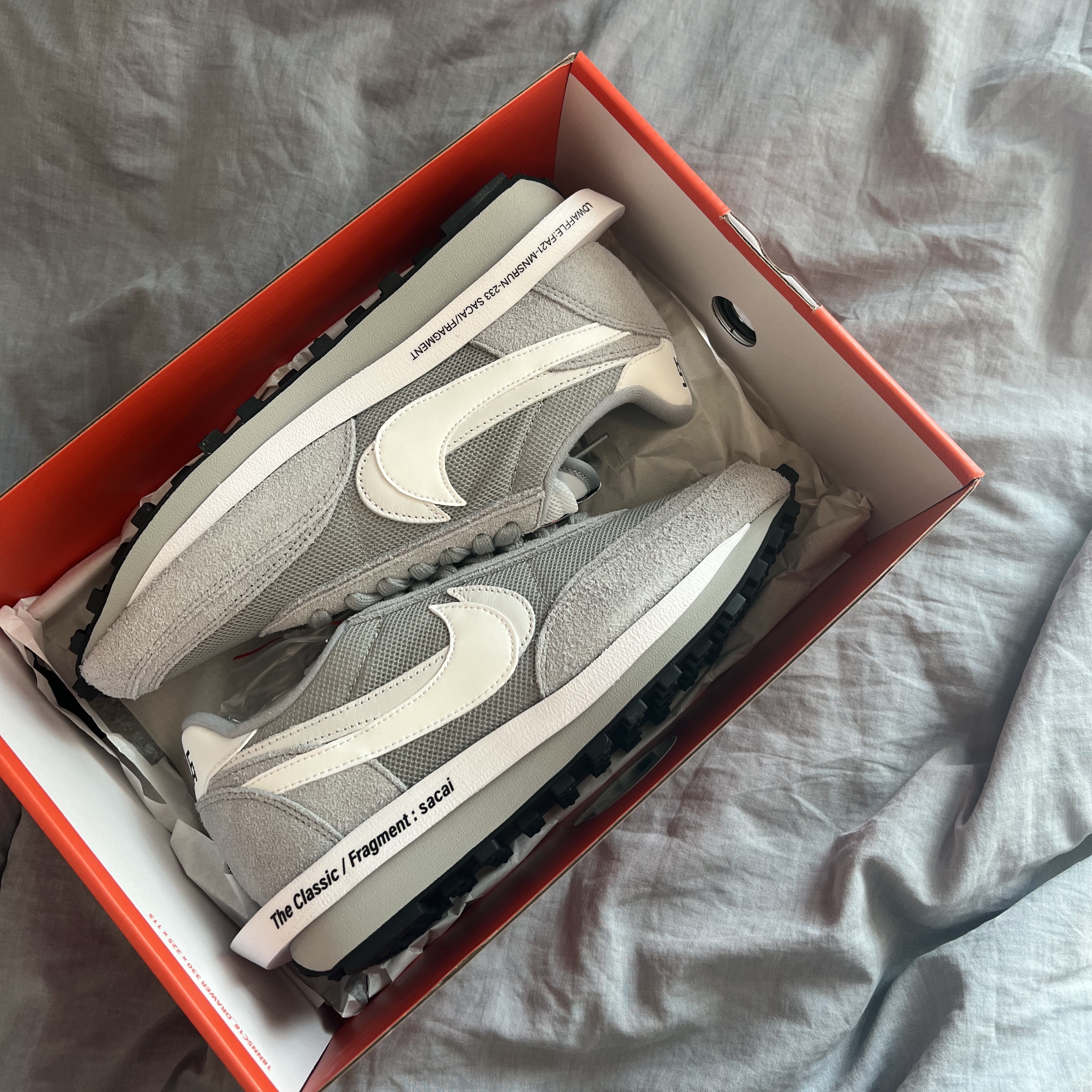 Nike x Sacai x Fragment LDWaffle Light Smoke Grey 착용 스타일