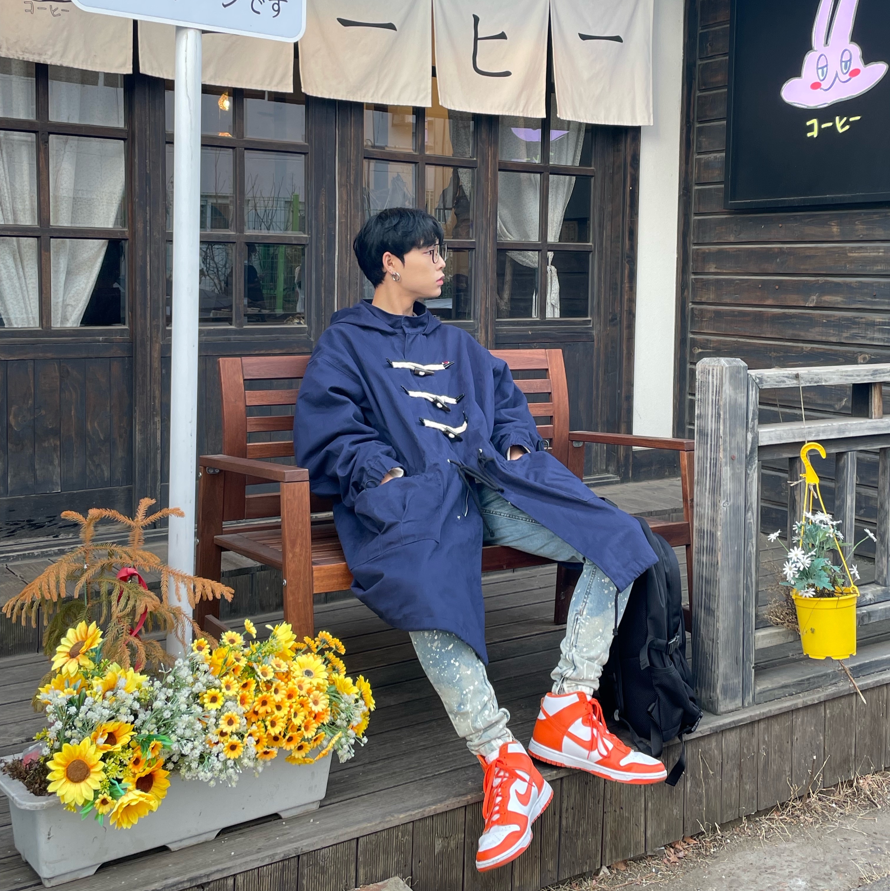 Nike Dunk High Retro Orange Blaze 착용 스타일 - 4