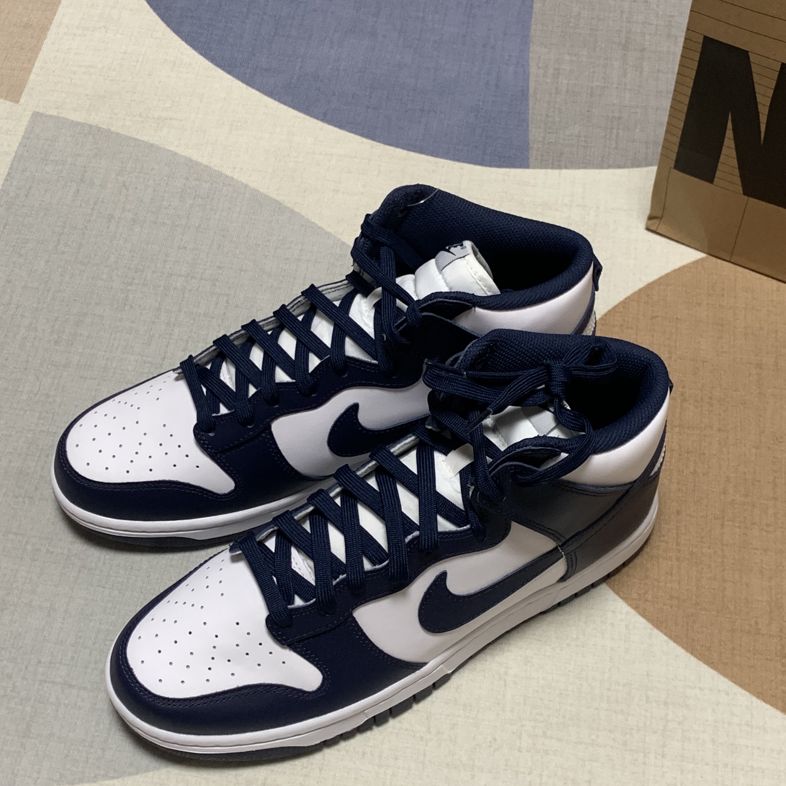Nike Dunk High Retro Championship White, Nike Dunk High Retro Championship Navy 착용 스타일 - 2