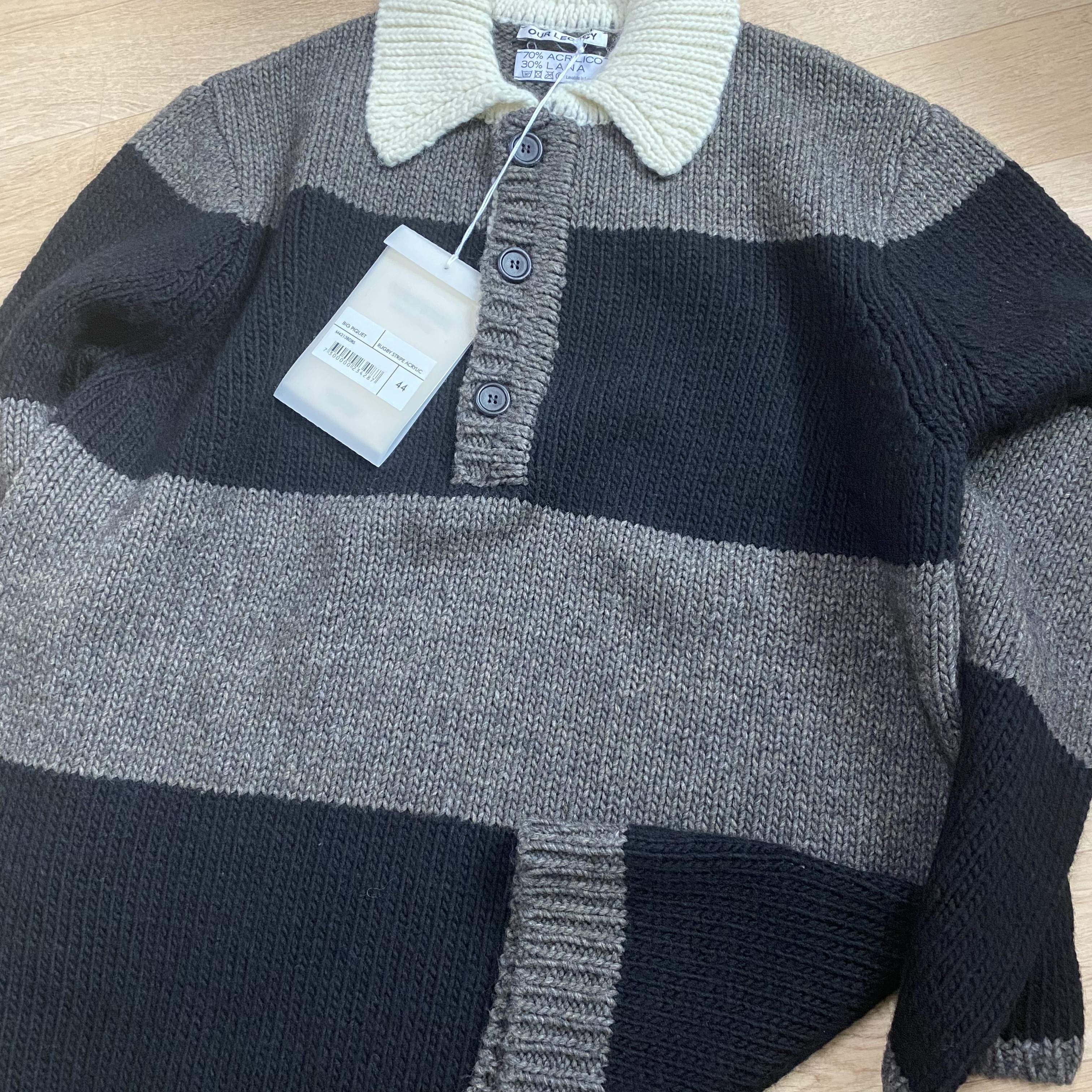 Our Legacy Big Piquet Acrylic Rugby Stripe 착용 스타일