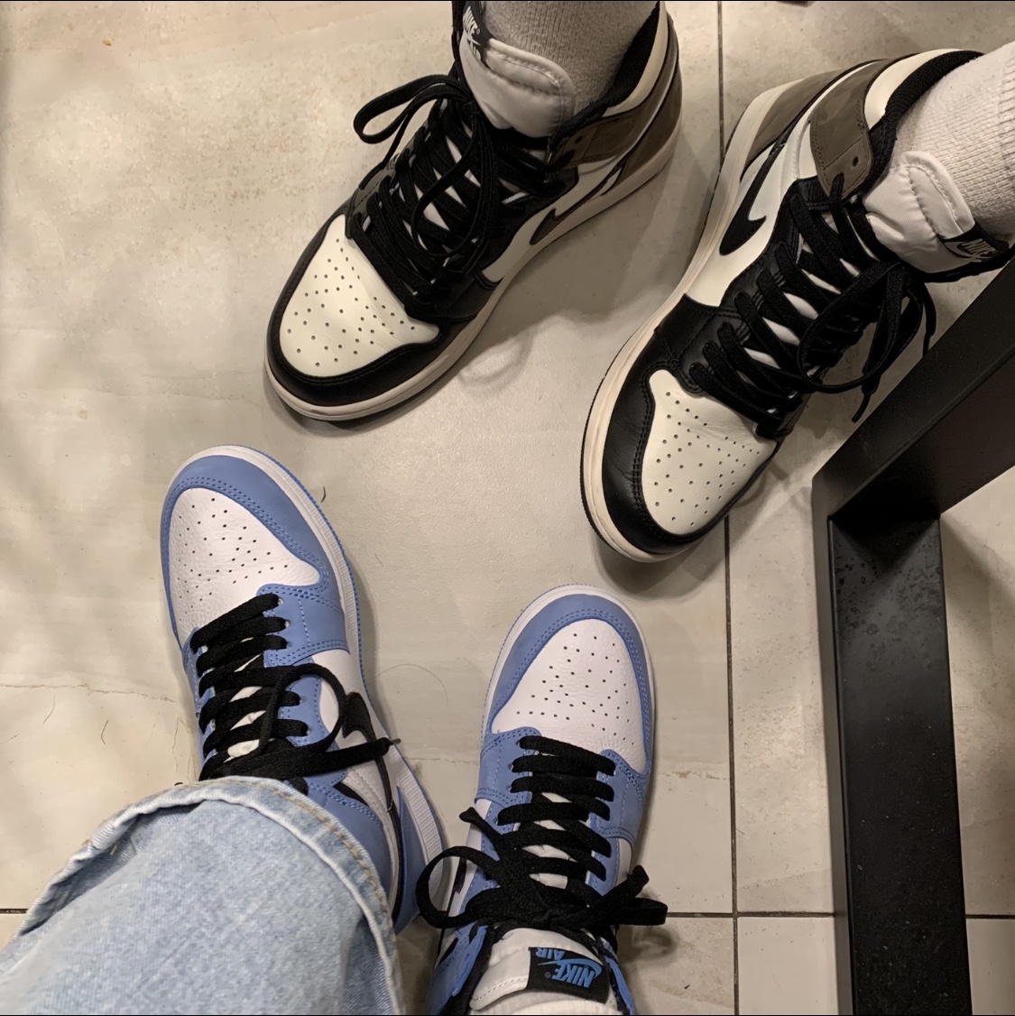 Jordan 1 Retro High OG Black Mocha, (GS) Jordan 1 Retro High OG University Blue 착용 스타일