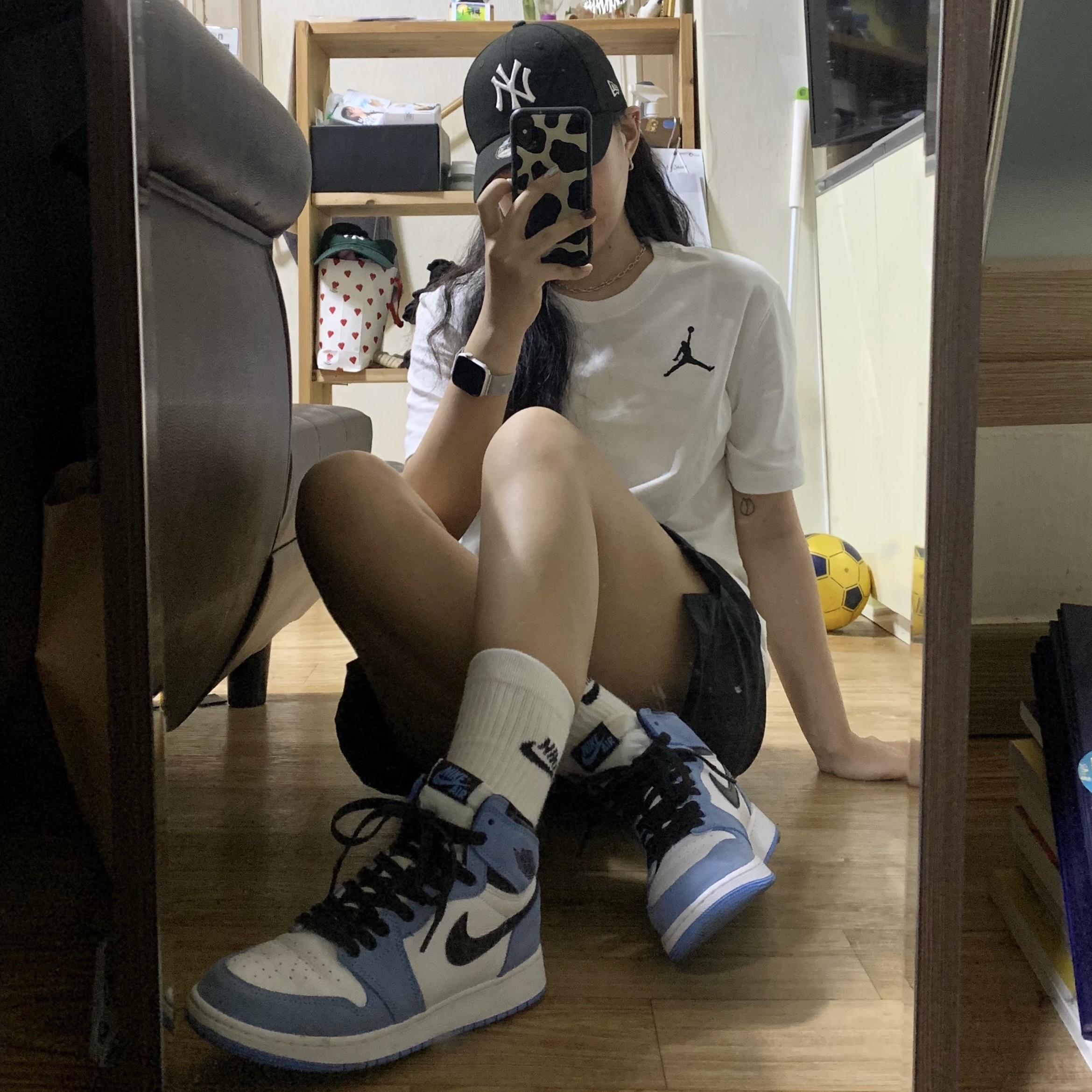 Jordan 1 Retro High OG University Blue, (GS) Jordan 1 Retro High OG University Blue 착용 스타일