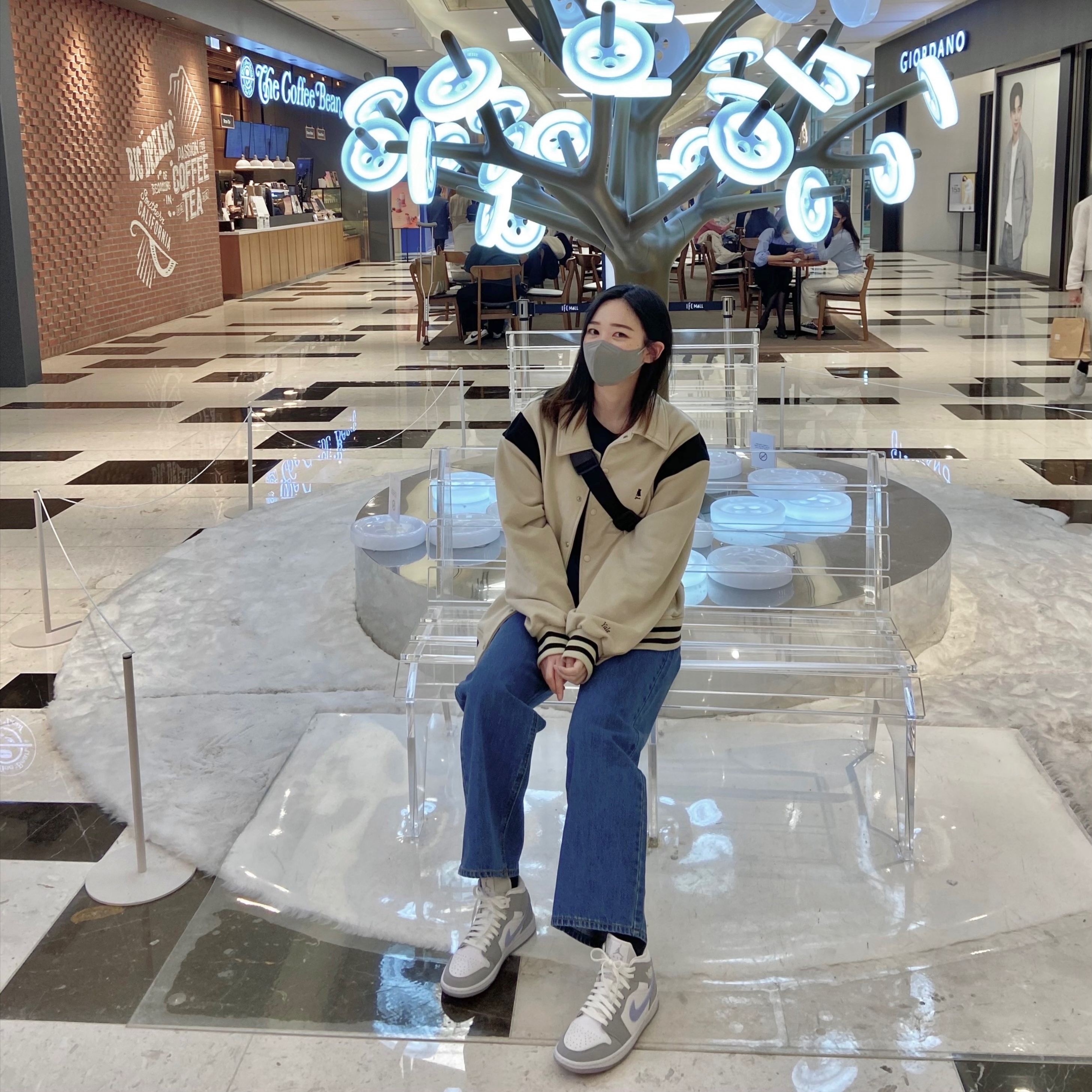 (W) Jordan 1 Mid Wolf Grey 착용 스타일