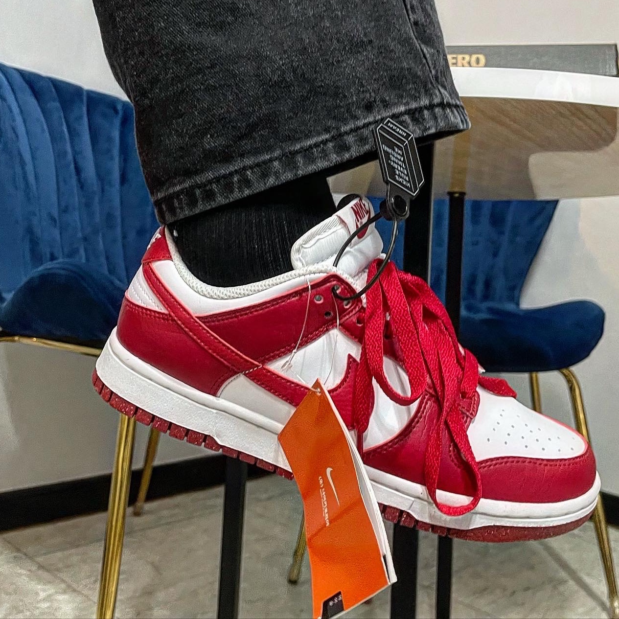 (W) Nike Dunk Low Next Nature Gym Red 착용 스타일 - 2