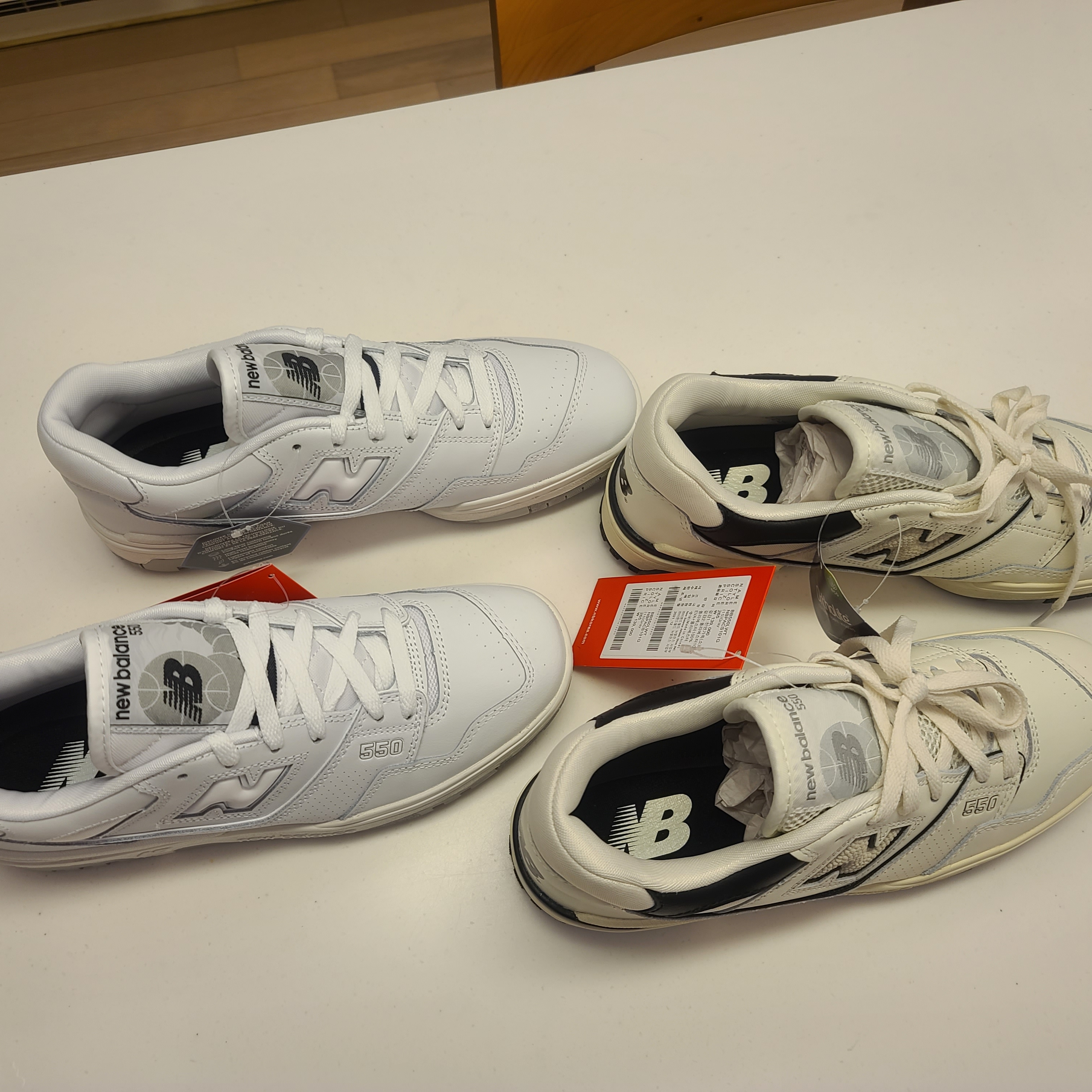 New Balance 550 White - 2E Wide, New Balance 550 White Grey - 2E Wide 착용 스타일 - 3