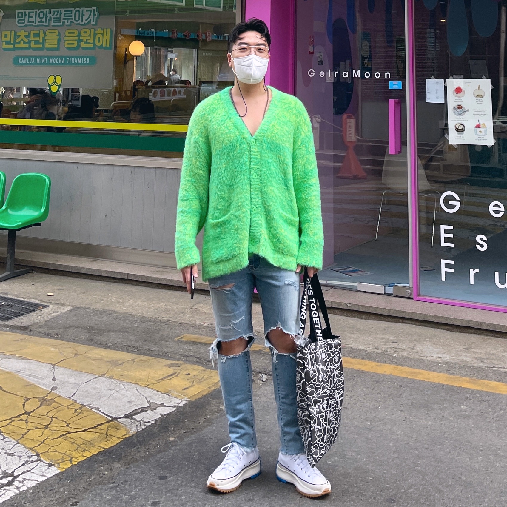 Converse x JW Anderson Run Star Hike Hi White 착용 스타일
