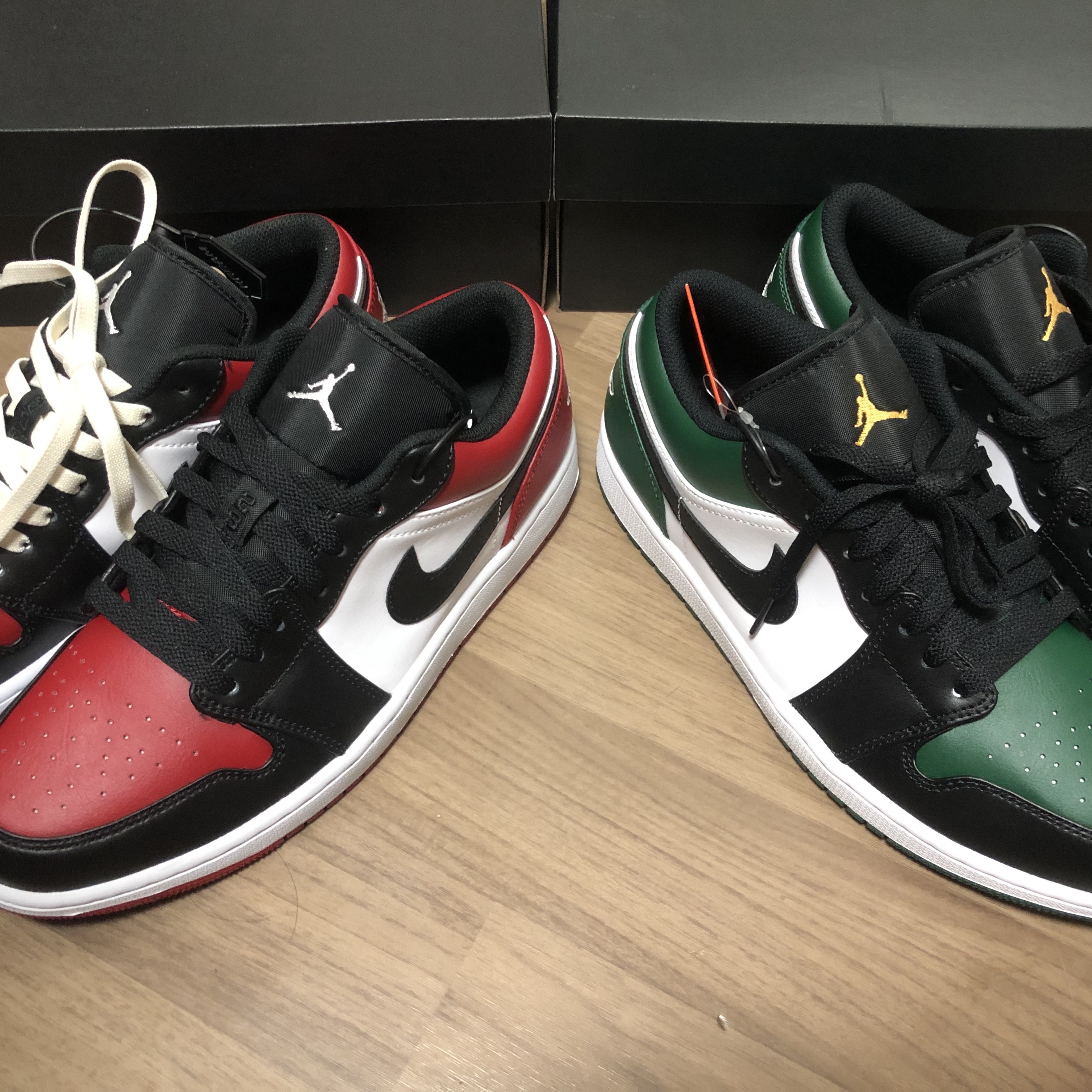 Jordan 1 Low Bred Toe, Jordan 1 Low Green Toe 착용 스타일 - 2