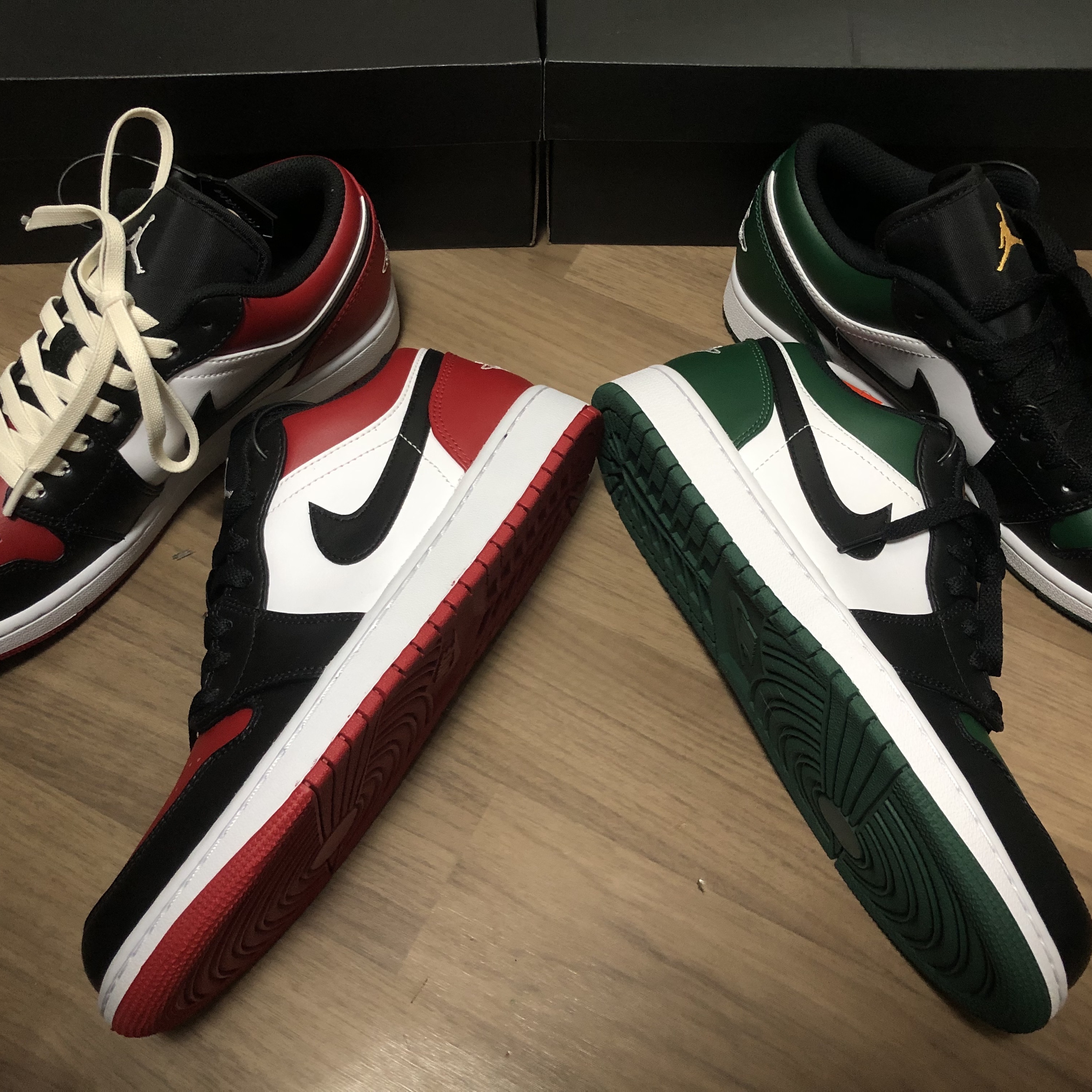 Jordan 1 Low Bred Toe, Jordan 1 Low Green Toe 착용 스타일 - 1
