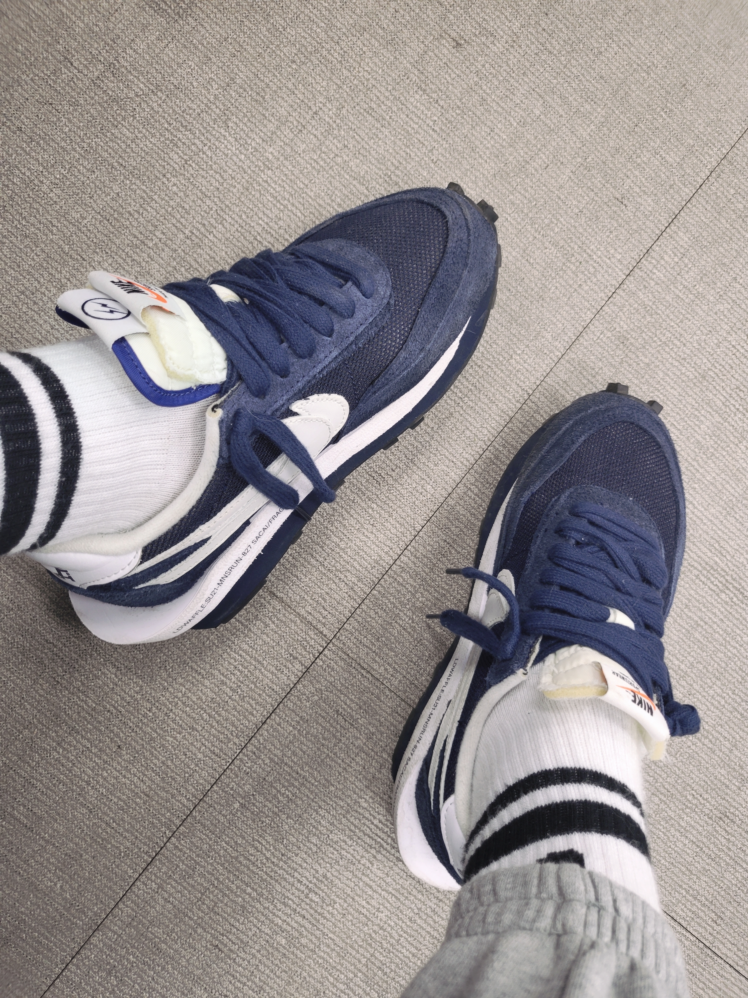 Nike x Sacai x Fragment LDWaffle Blackened Blue 착용 스타일