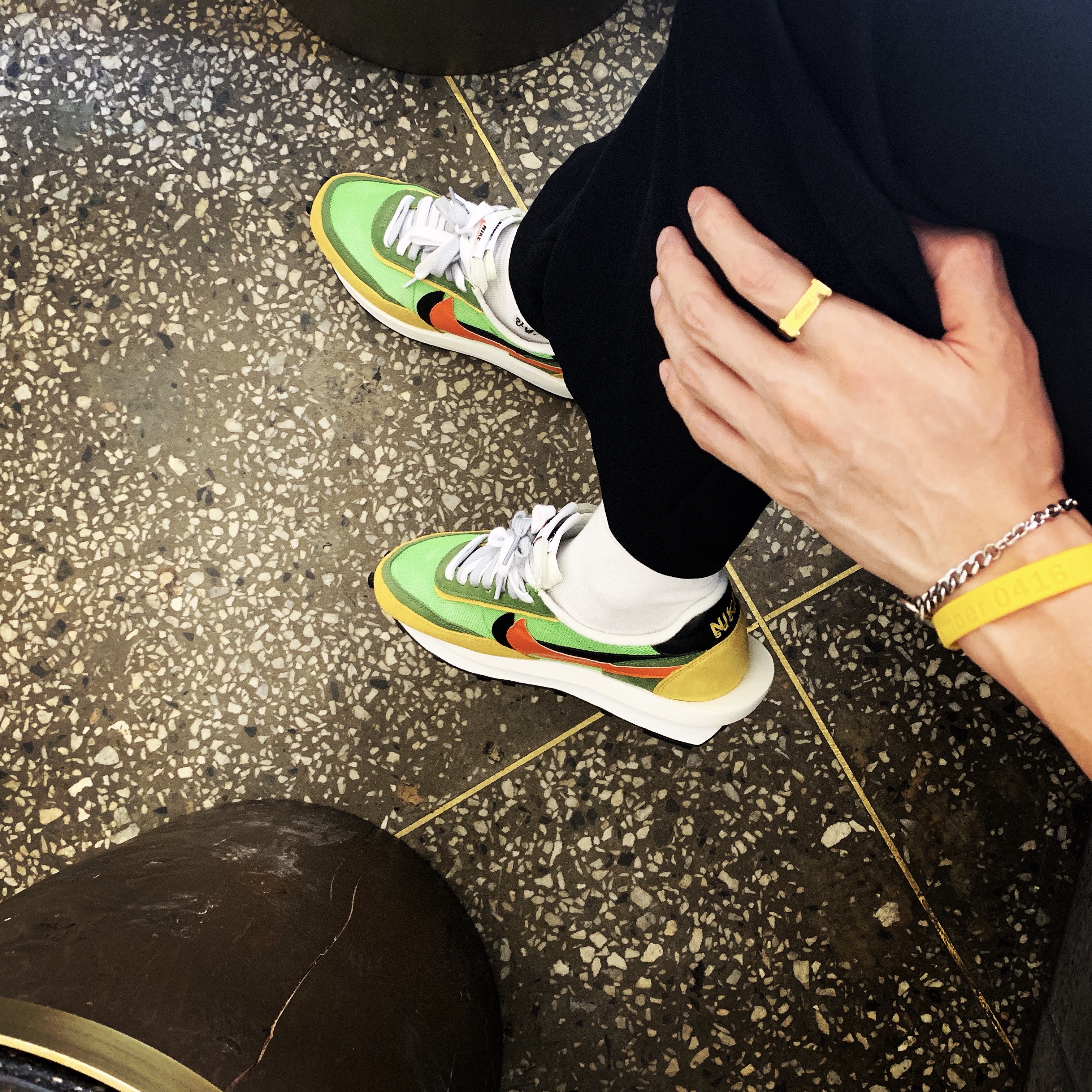 Nike x Sacai LDWaffle Green Multi 착용 스타일