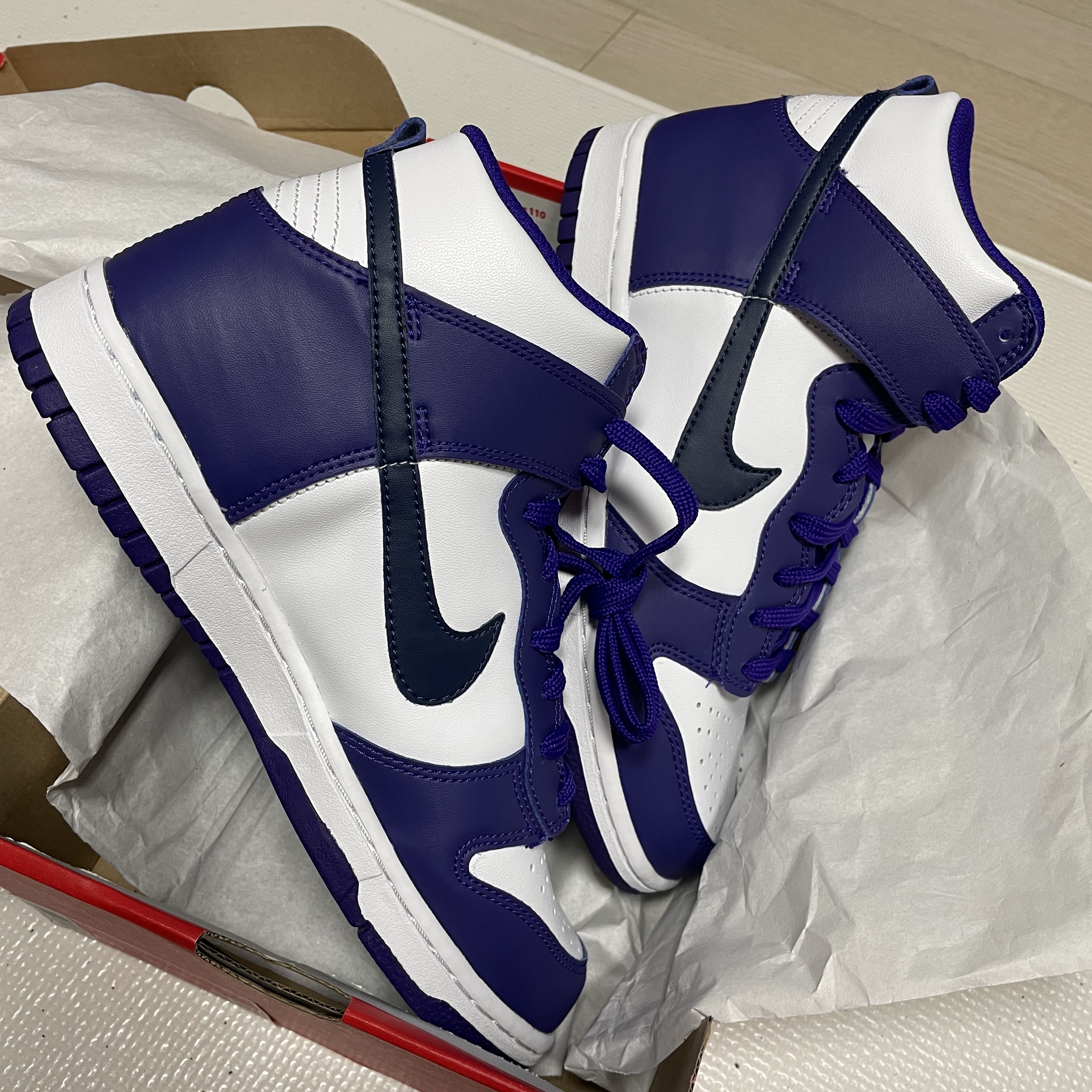 (GS) Nike Dunk High White Midnight Navy 착용 스타일 - 1