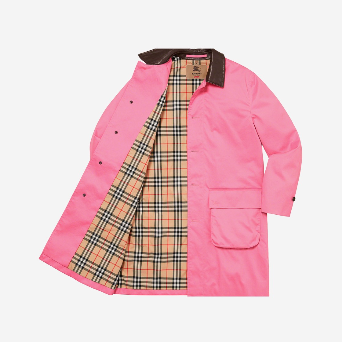 Supreme x Burberry Leather Collar Trench Pink - 22SS 상세 이미지 2