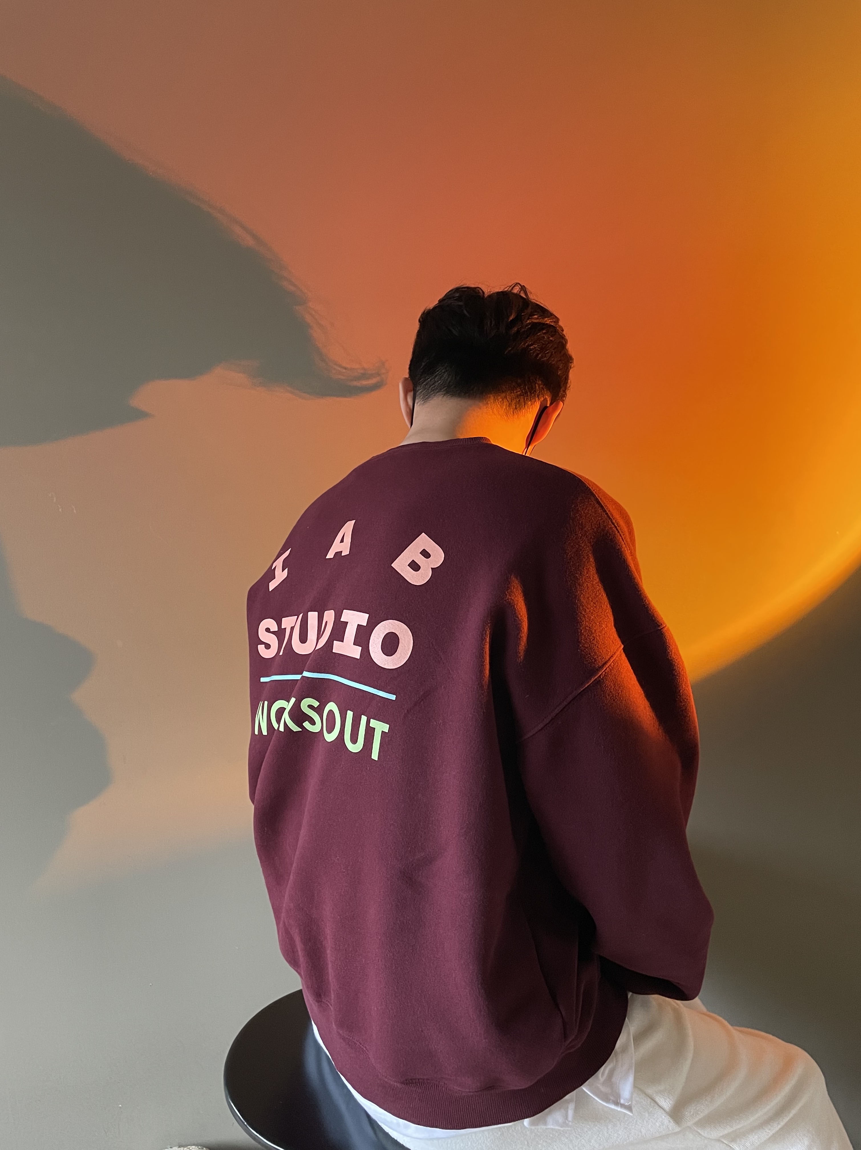 Nike x Peaceminusone Kwondo1 White, IAB Studio Sweatshirt Burgundy for Worksout - 19FW 착용 스타일 - 5