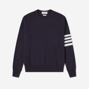 Thom Browne Milano Stitch 4-Bar Crewneck Pullover Knit Navy