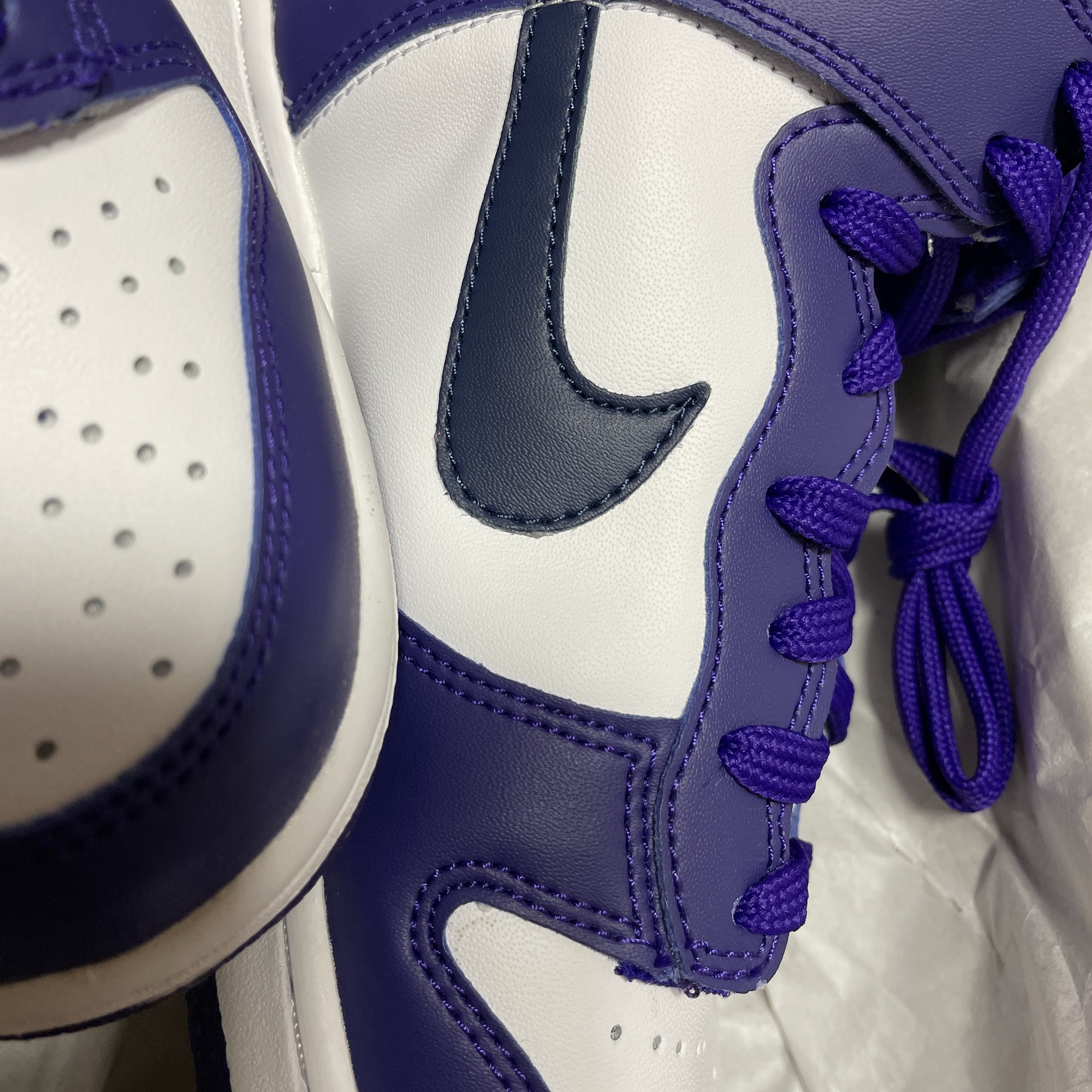(GS) Nike Dunk High White Midnight Navy 착용 스타일 - 2