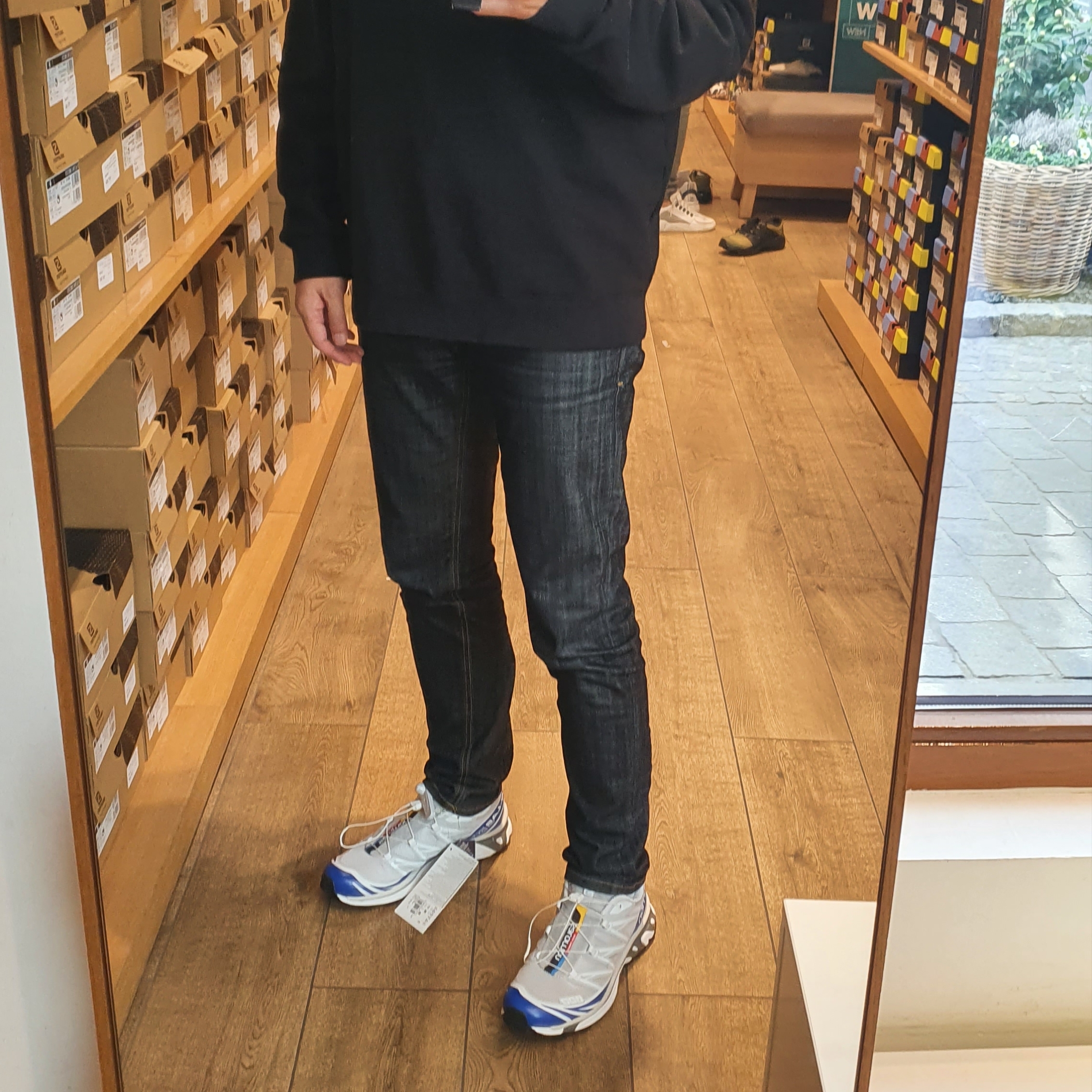 Salomon XT-6 White Pearl Blue 착용 스타일