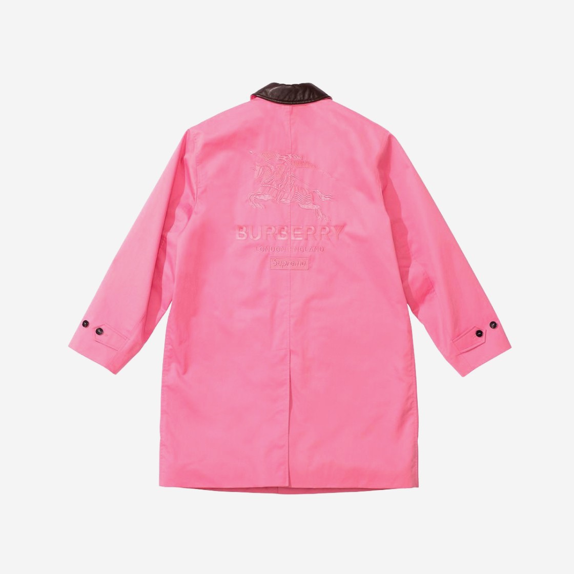 Supreme x Burberry Leather Collar Trench Pink - 22SS 상세 이미지 3