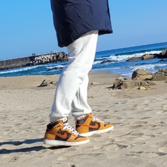 Nike Dunk High Retro PRM Dark Curry 착용 스타일