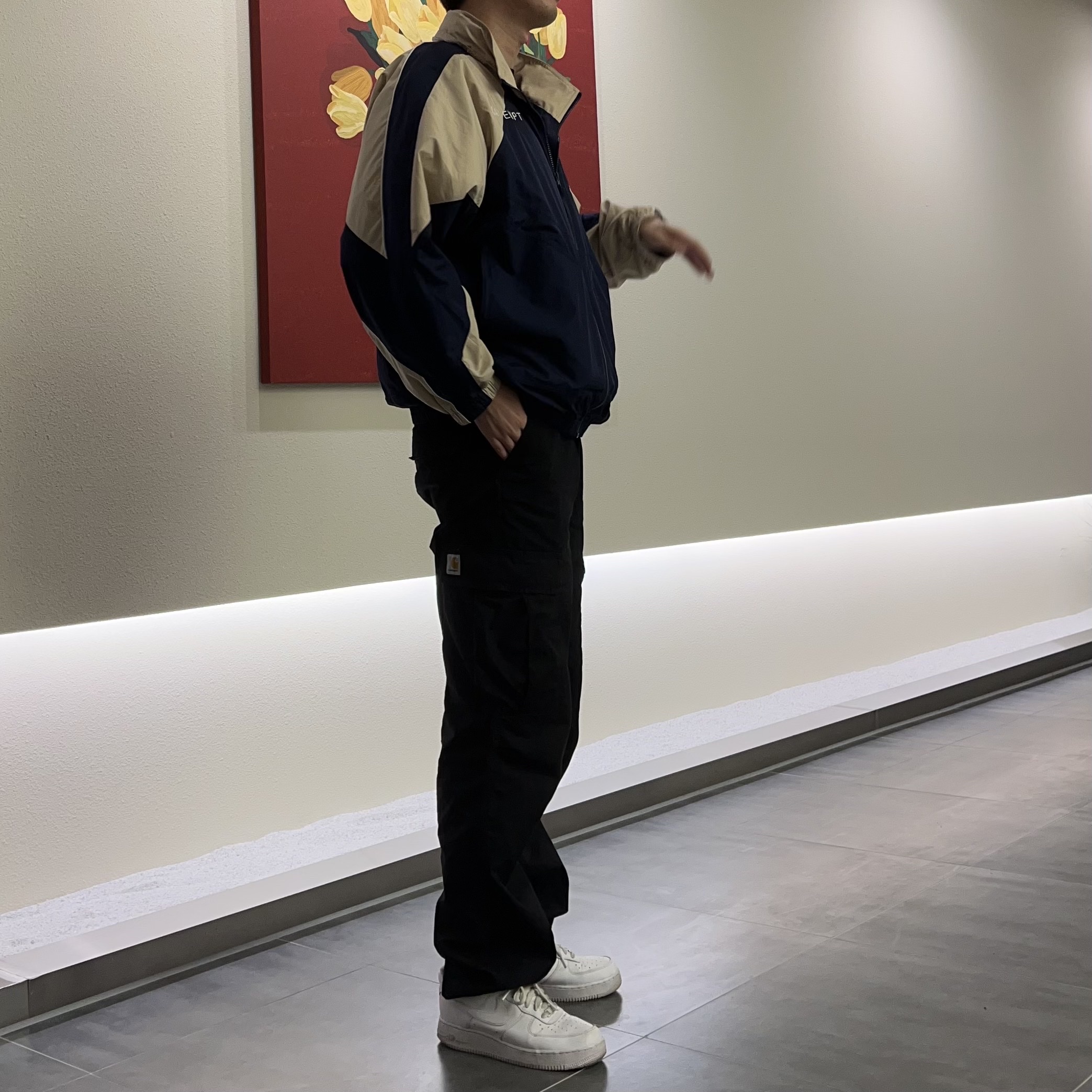 Nike x Cav Empt Track Jacket Navy, Nike Air Force 1 '07 Low White 착용 스타일
