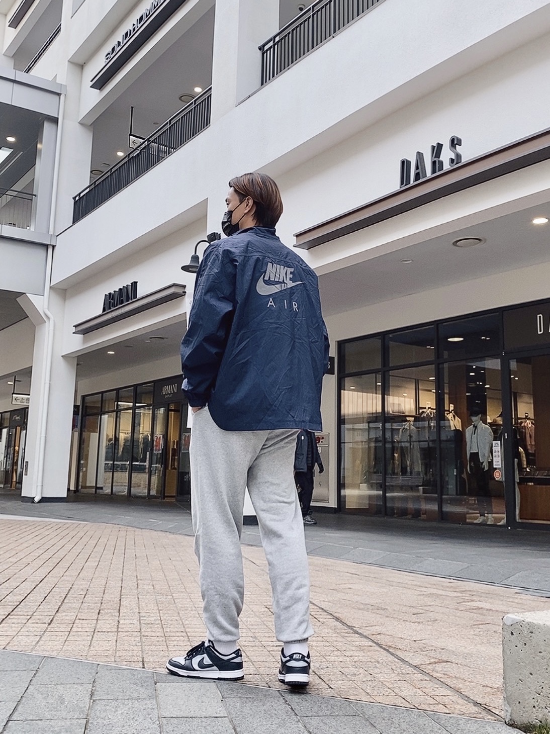 Nike x Kim Jones Reversible Wind Breaker Navy - US/EU, Nike Dunk Low Retro Championship Grey 착용 스타일 - 1