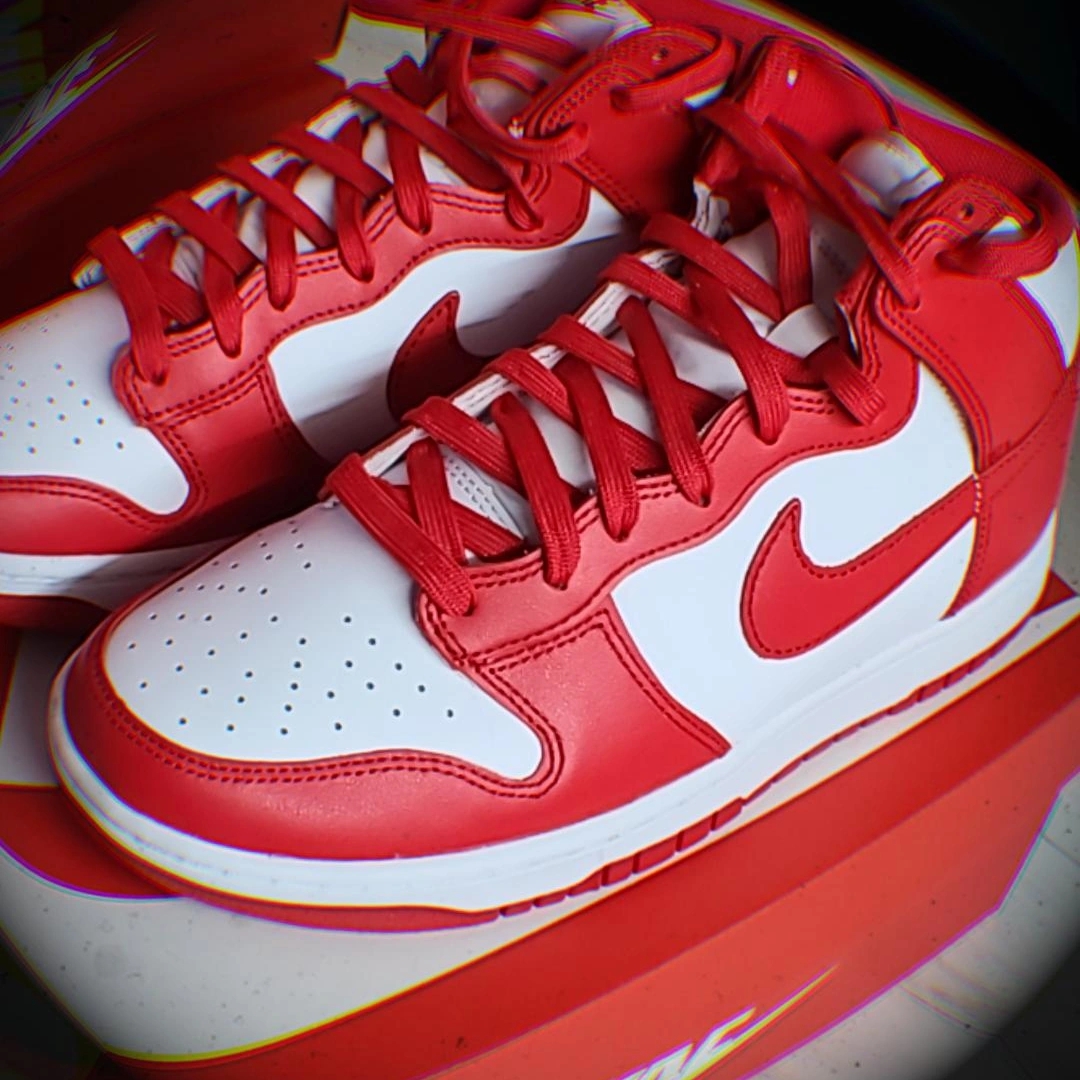 Nike Dunk High Retro Championship White and Red 착용 스타일