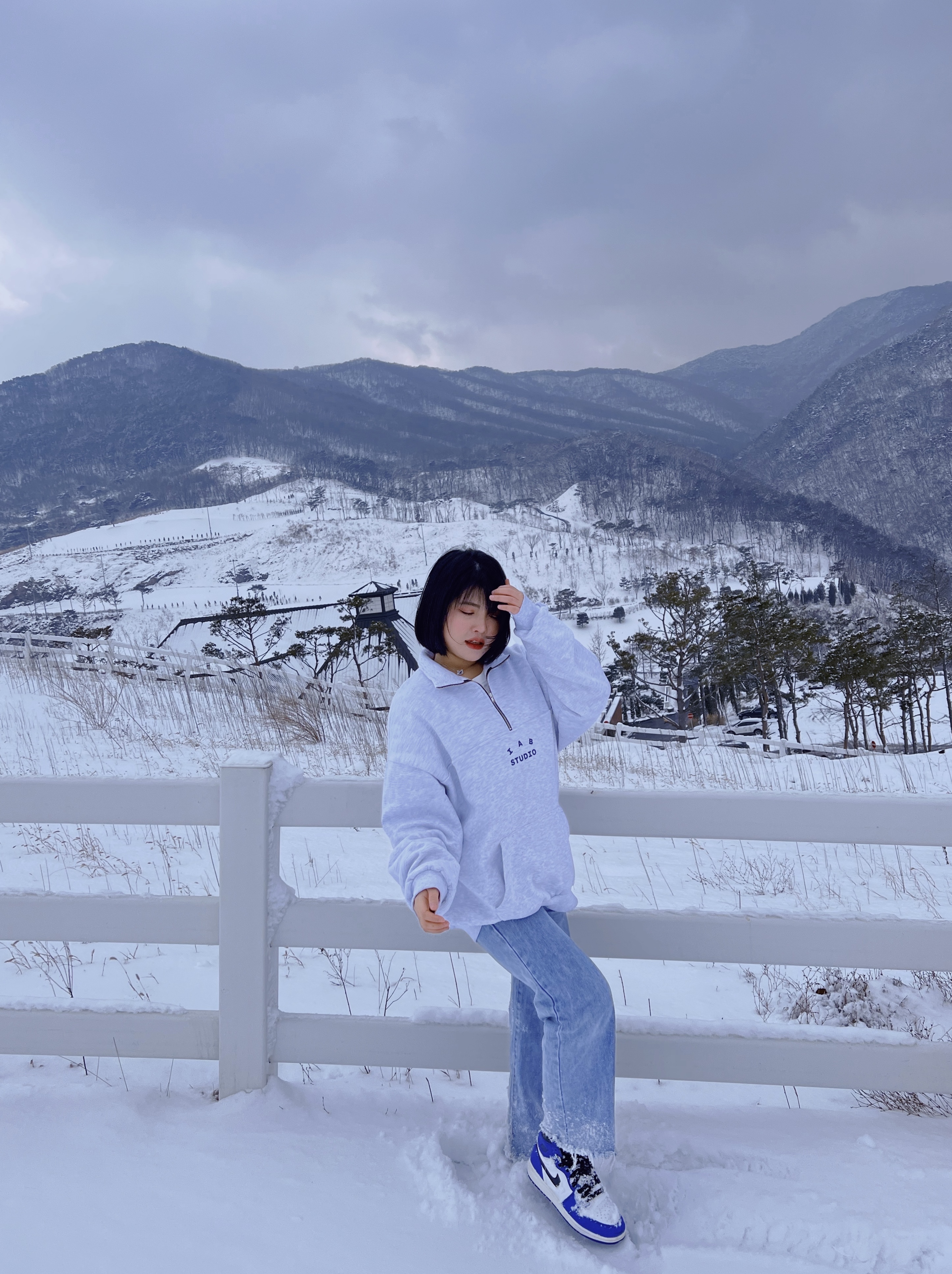 IAB Studio Half Zip Pullover Light Gray, Jordan 1 Retro High Game Royal 착용 스타일 - 5