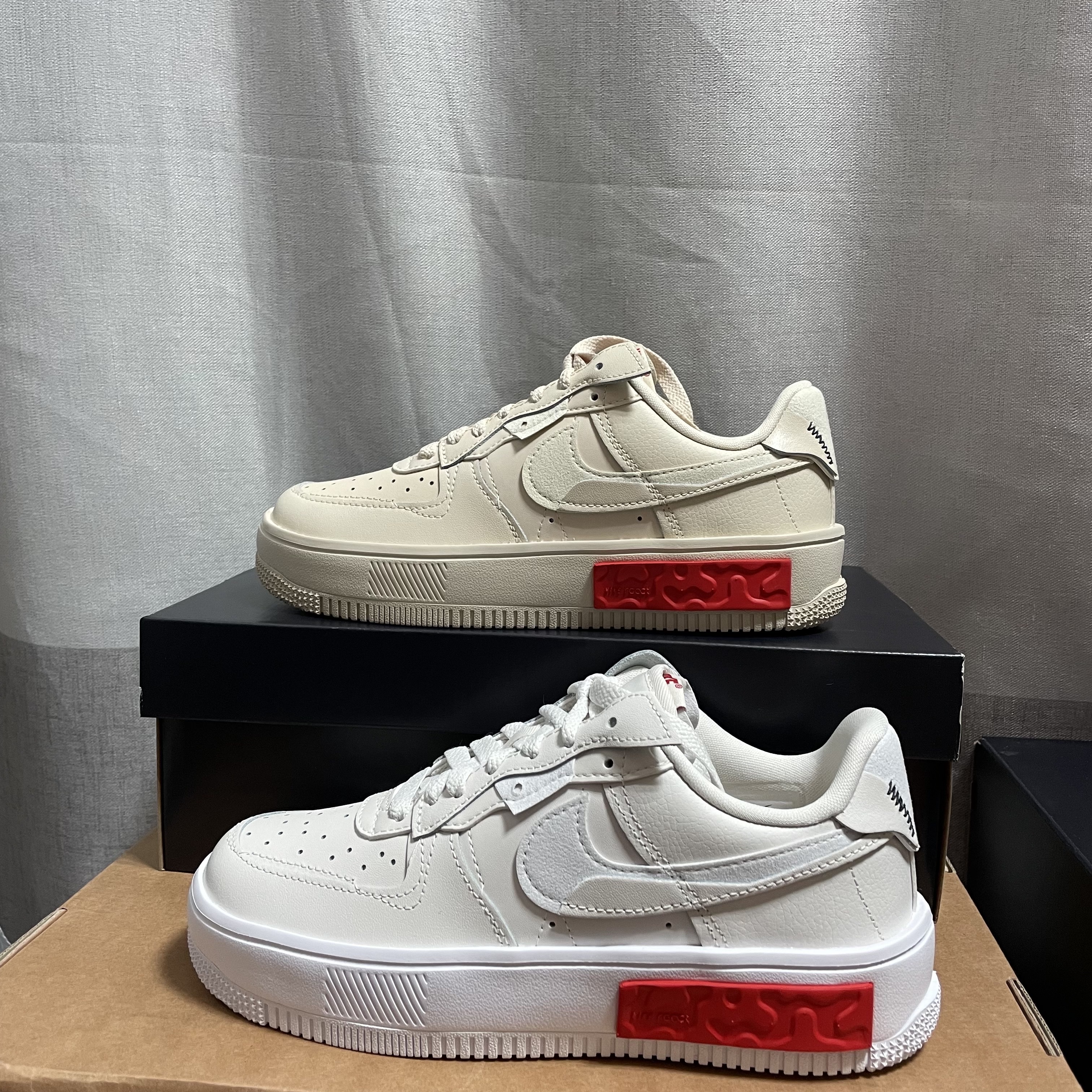 (W) Nike Air Force 1 Fontanka Pearl White, (W) Nike Air Force 1 Fontanka Phantom White 착용 스타일