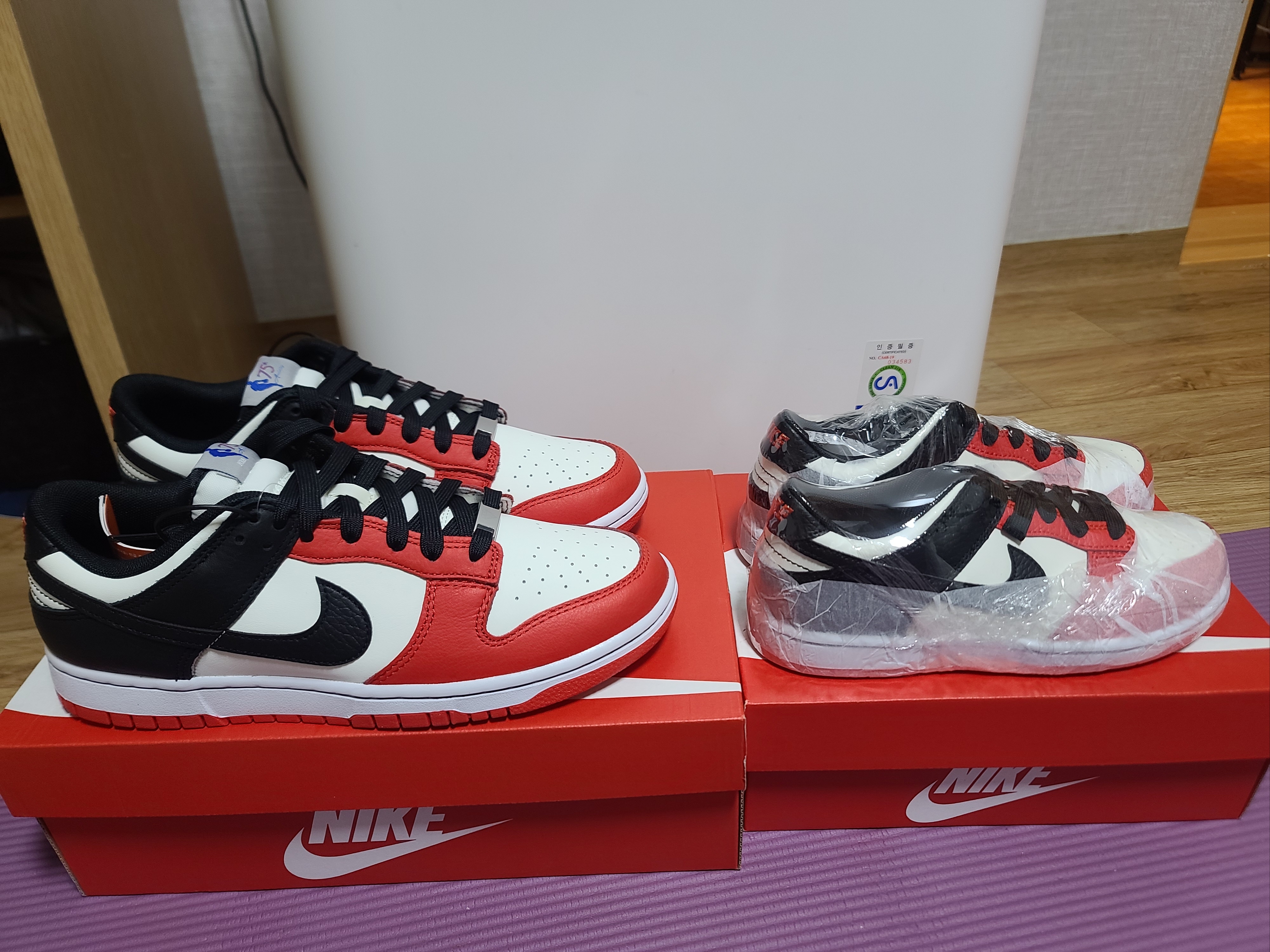 Nike x NBA Dunk Low Retro EMB Black and Chile Red, (PS) Nike x NBA Dunk Low Black and Chile Red 착용 스타일 - 2