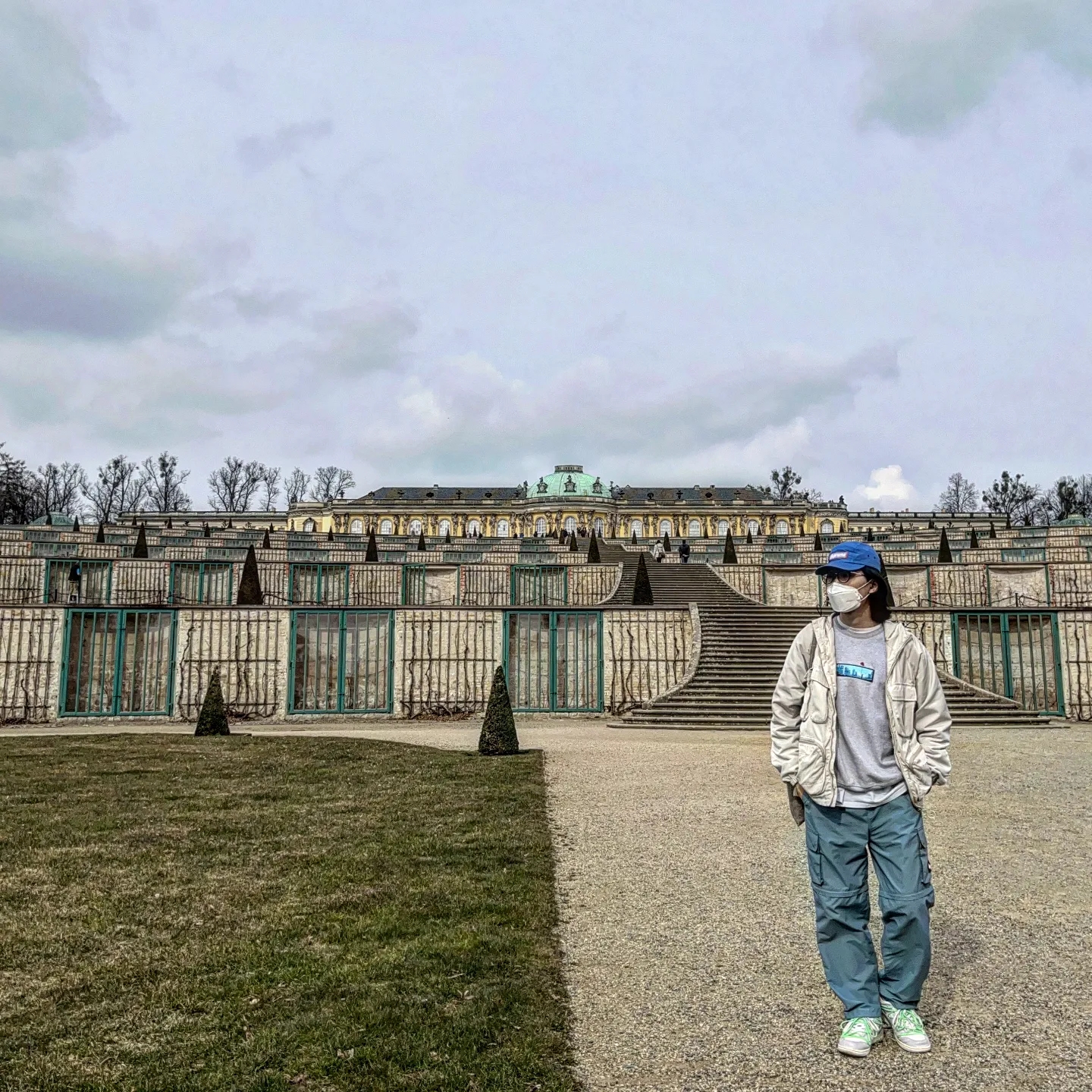 Supreme Reversed Label Camp Cap Light Royal - 21SS, Palace Pal Is Ace Jacket Stone - 21SS 착용 스타일 - 2