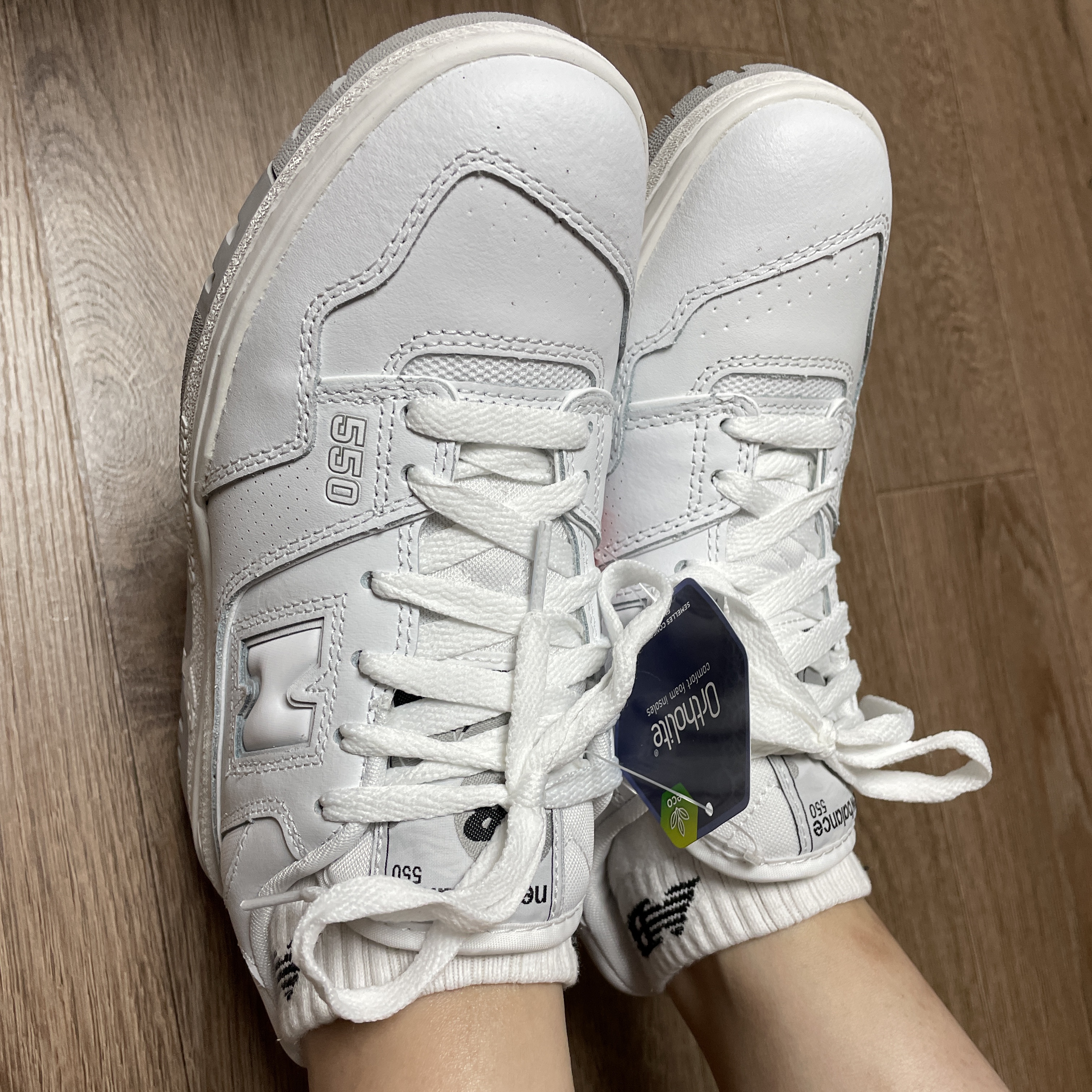 New Balance 550 White - 2E Wide 착용 스타일 - 5
