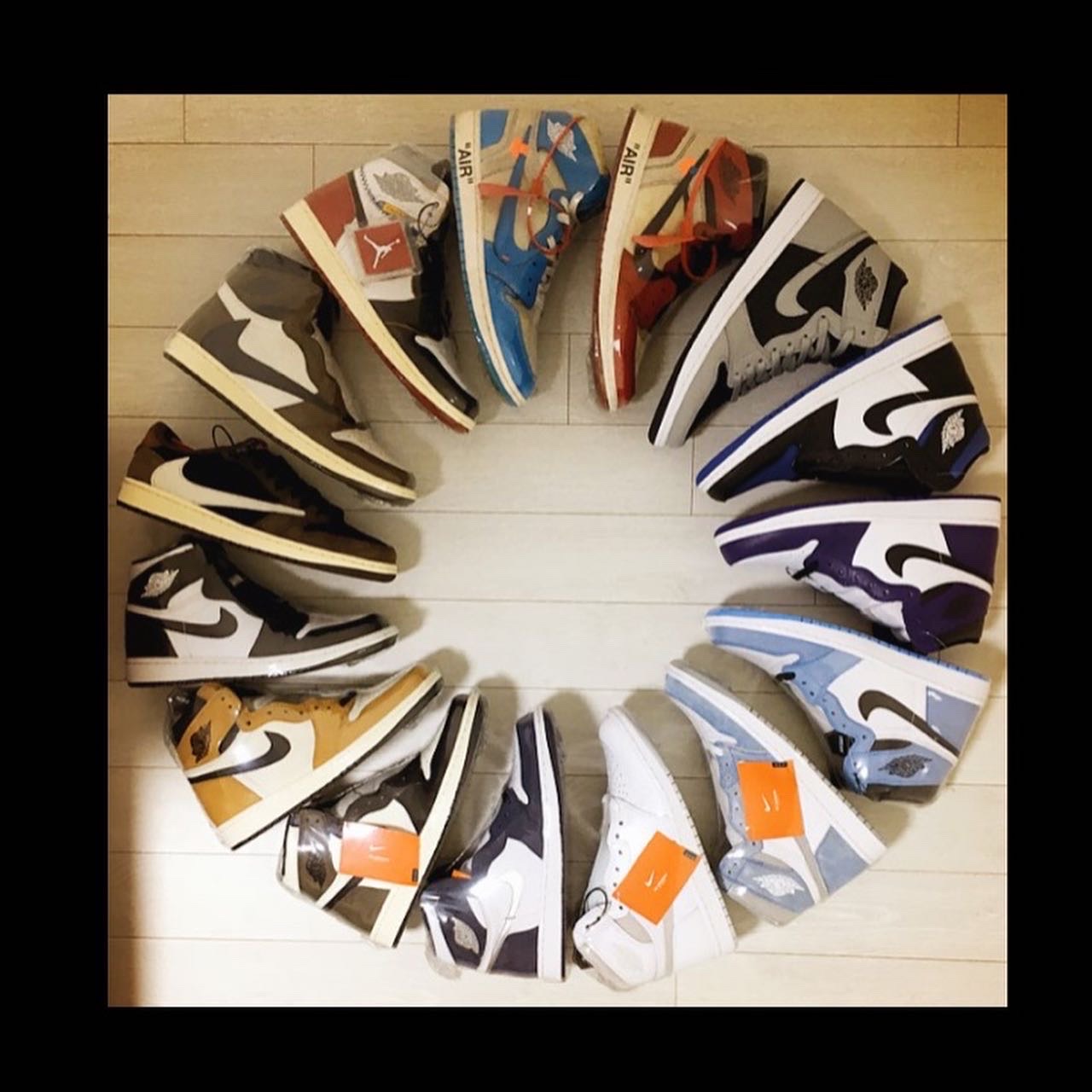 Jordan 1 x Off-White Retro High University Blue, Jordan 1 x Off-White Retro High Chicago The Ten 착용 스타일 - 3