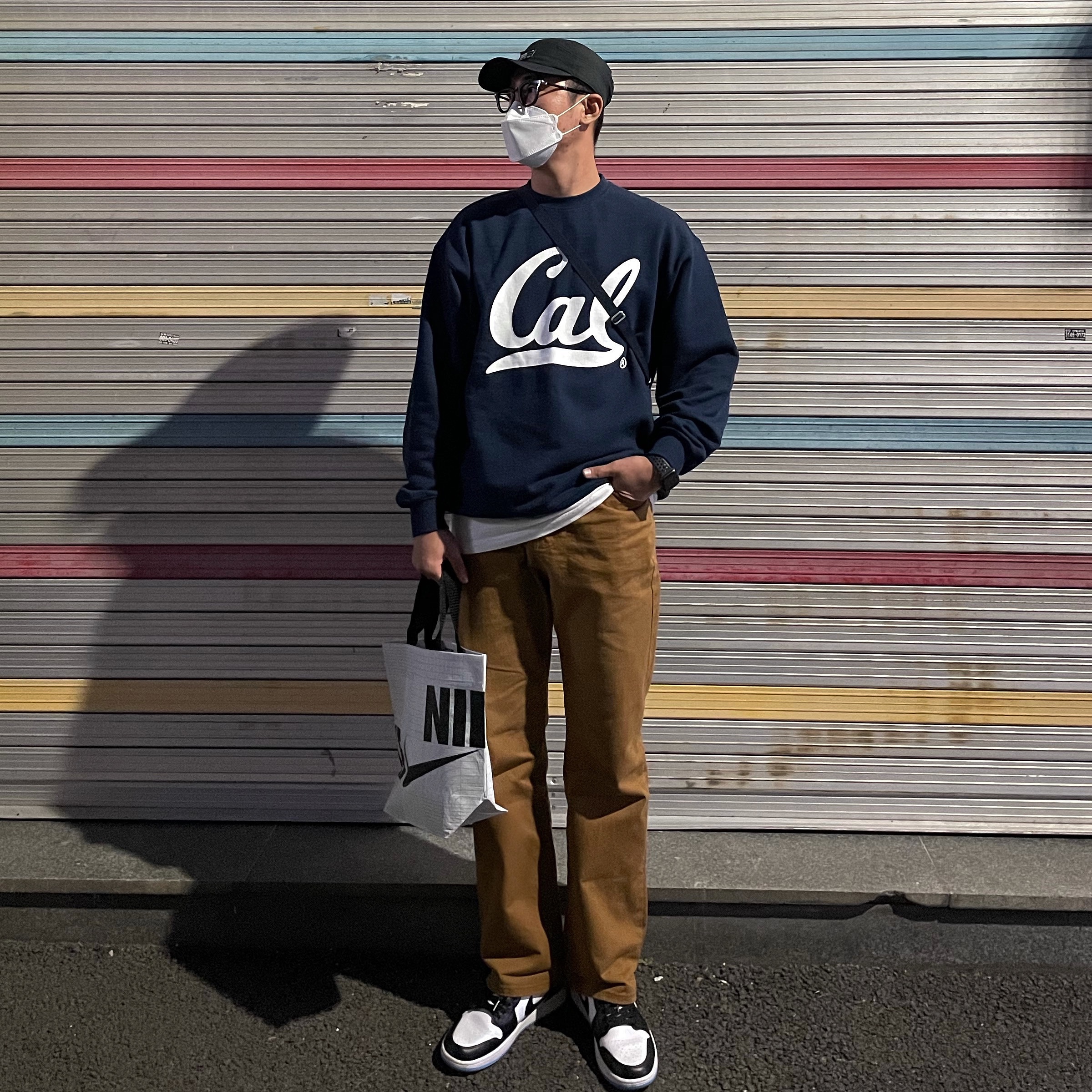 (W) Jordan 1 Mid White Black University Blue 착용 스타일